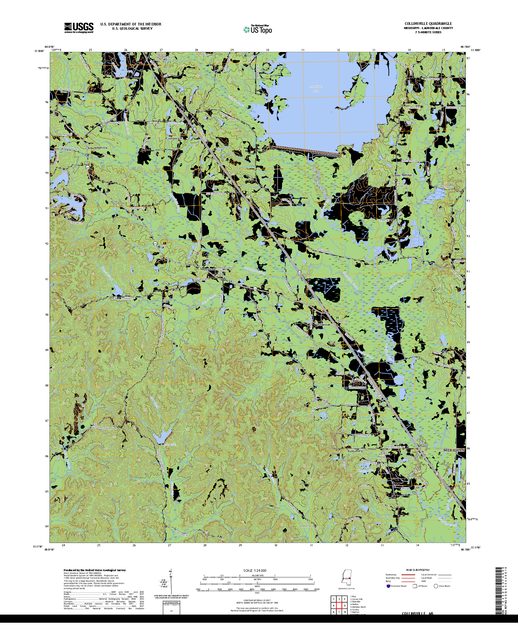 US TOPO 7.5-MINUTE MAP FOR COLLINSVILLE, MS