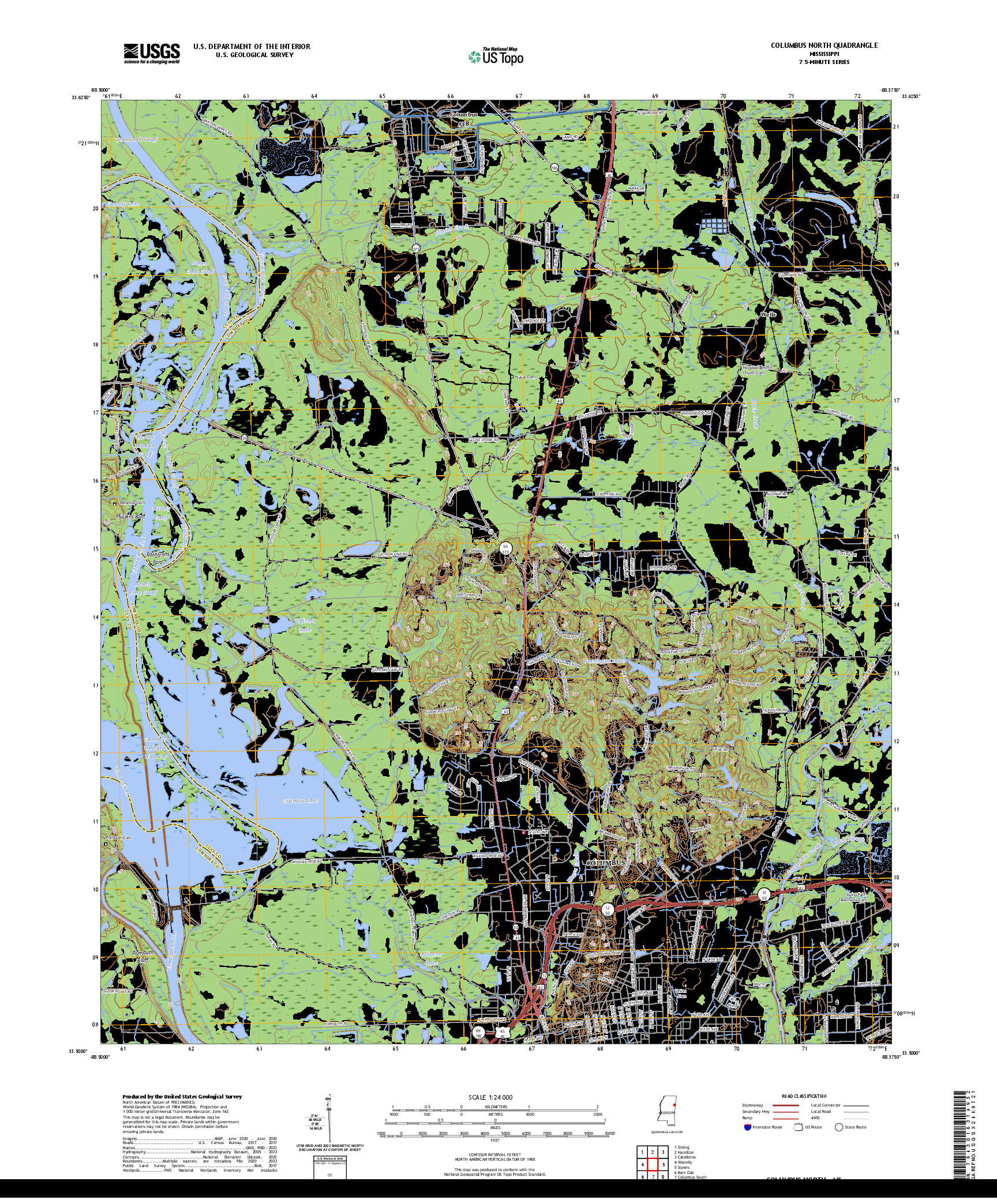 US TOPO 7.5-MINUTE MAP FOR COLUMBUS NORTH, MS