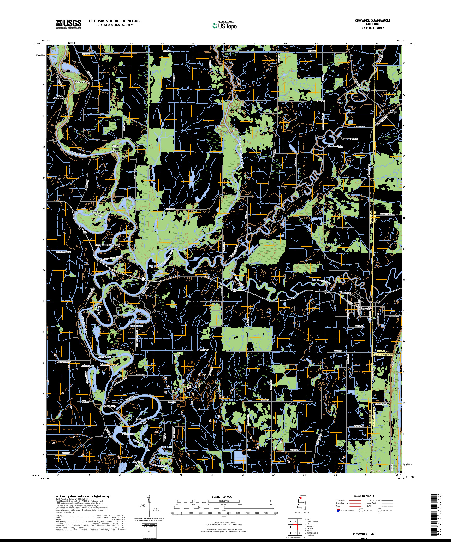 US TOPO 7.5-MINUTE MAP FOR CROWDER, MS