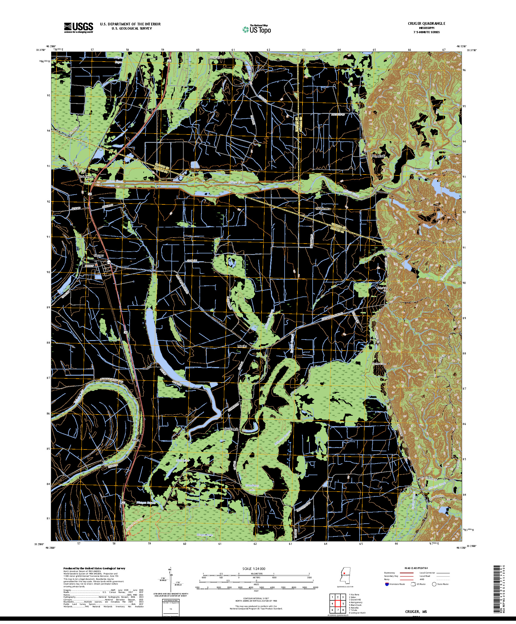US TOPO 7.5-MINUTE MAP FOR CRUGER, MS