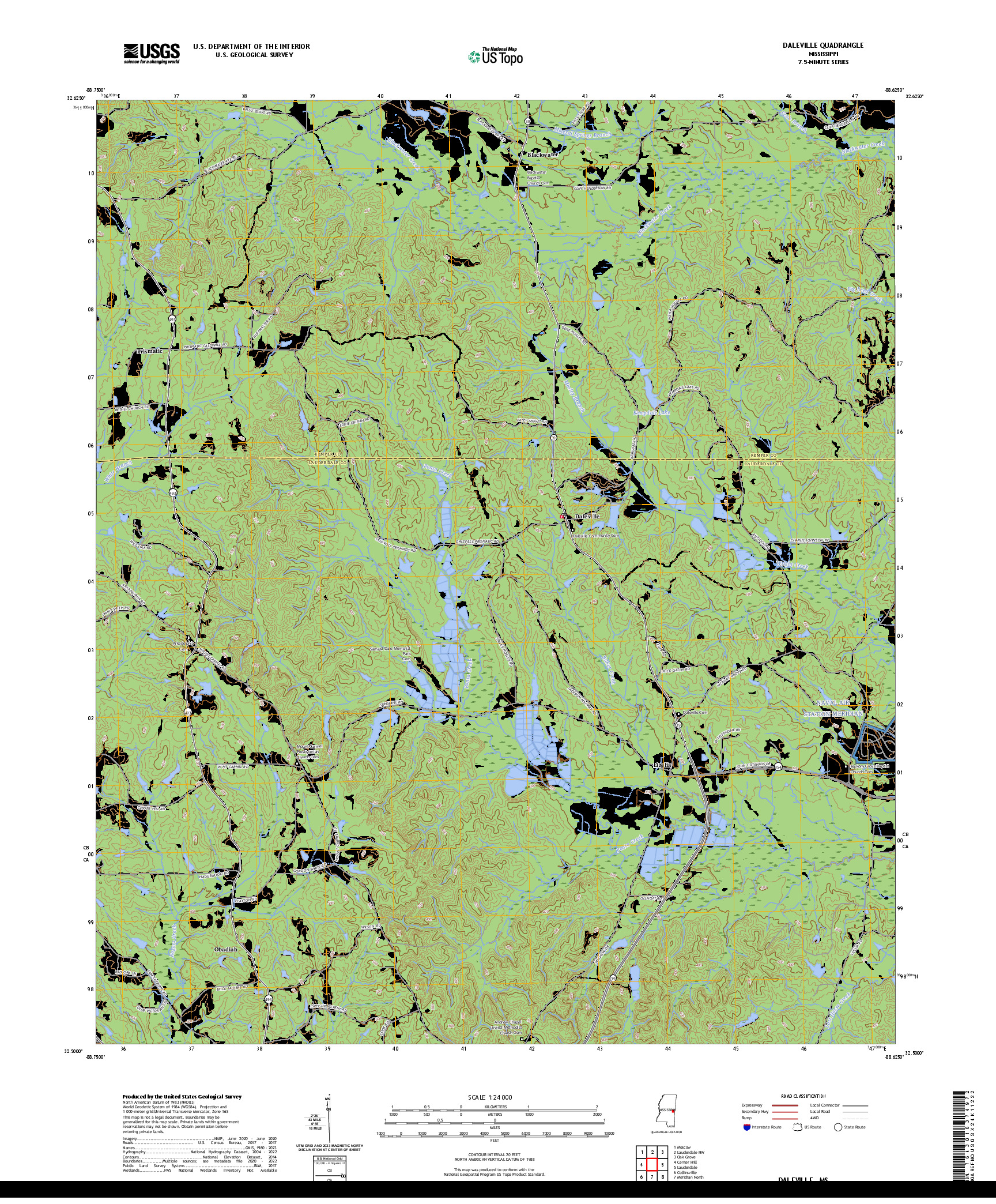US TOPO 7.5-MINUTE MAP FOR DALEVILLE, MS