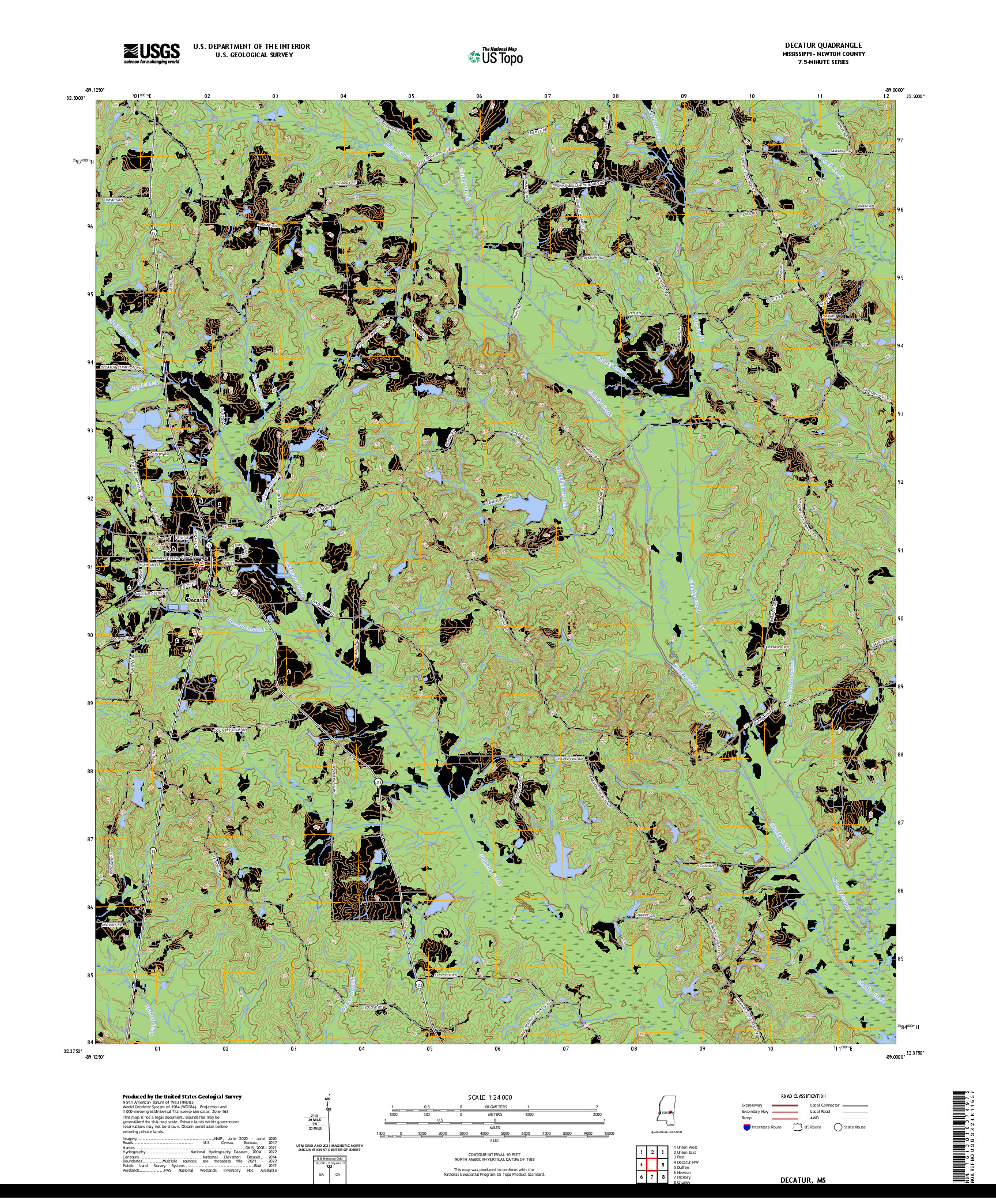 US TOPO 7.5-MINUTE MAP FOR DECATUR, MS