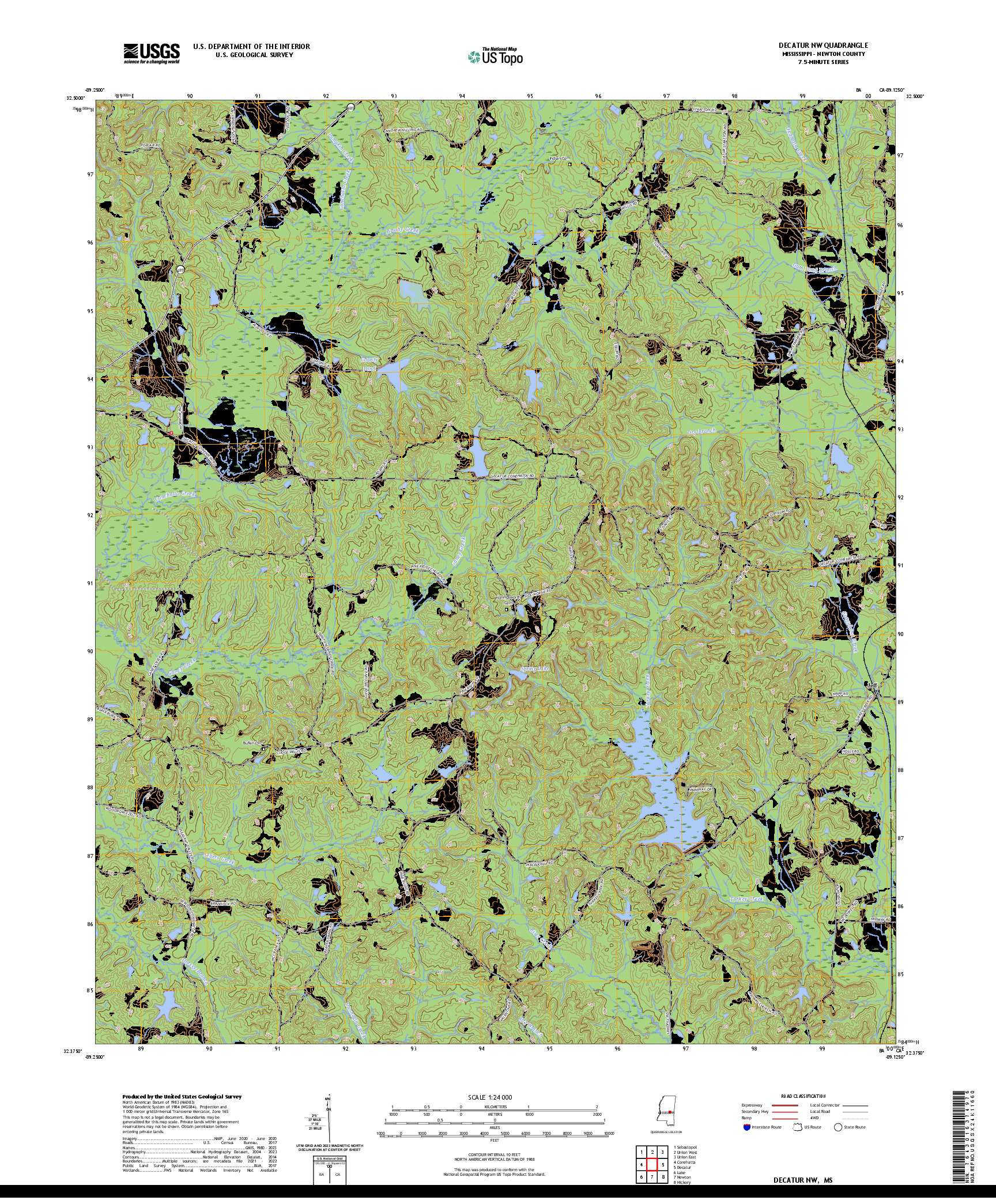 US TOPO 7.5-MINUTE MAP FOR DECATUR NW, MS
