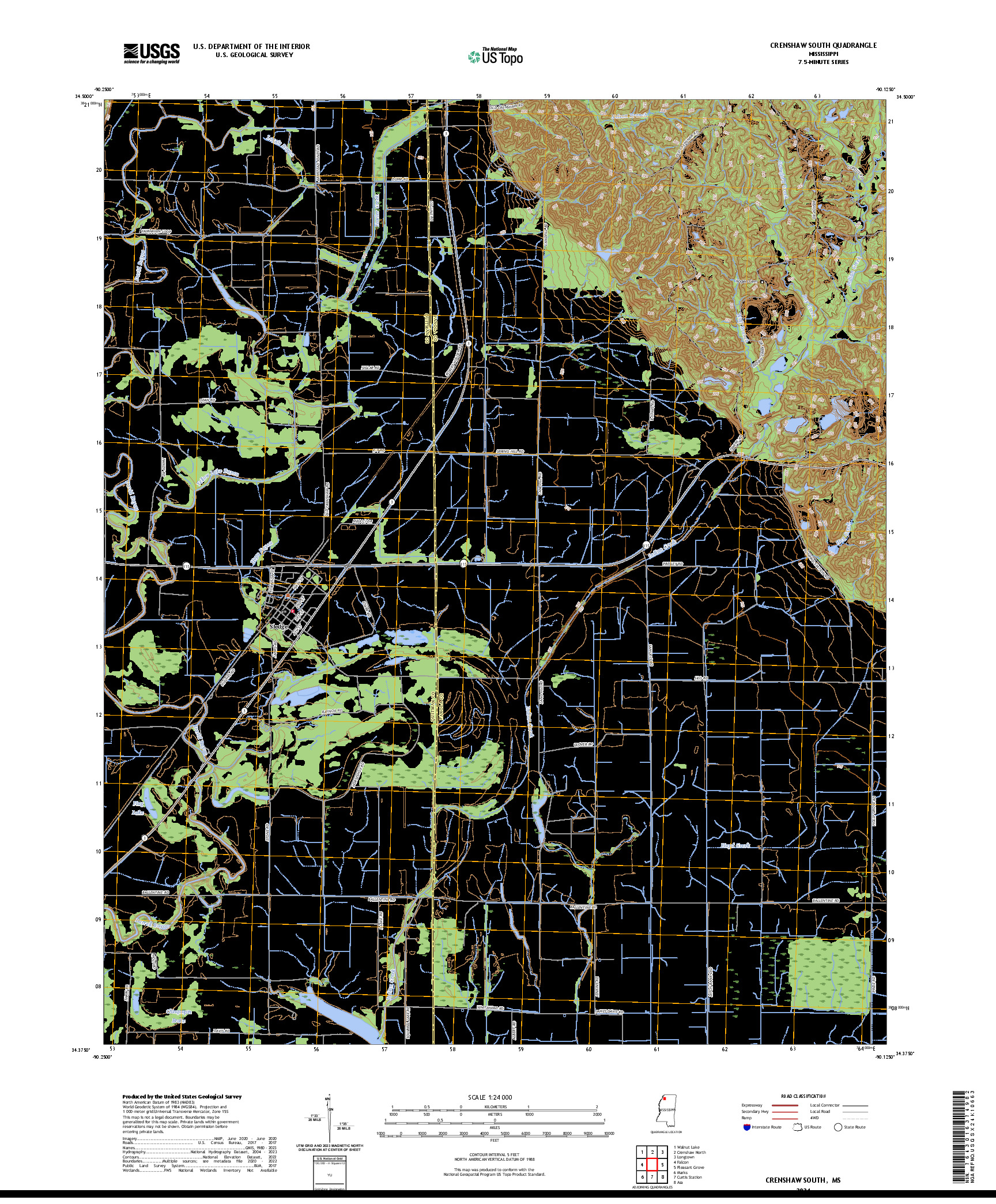 US TOPO 7.5-MINUTE MAP FOR CRENSHAW SOUTH, MS
