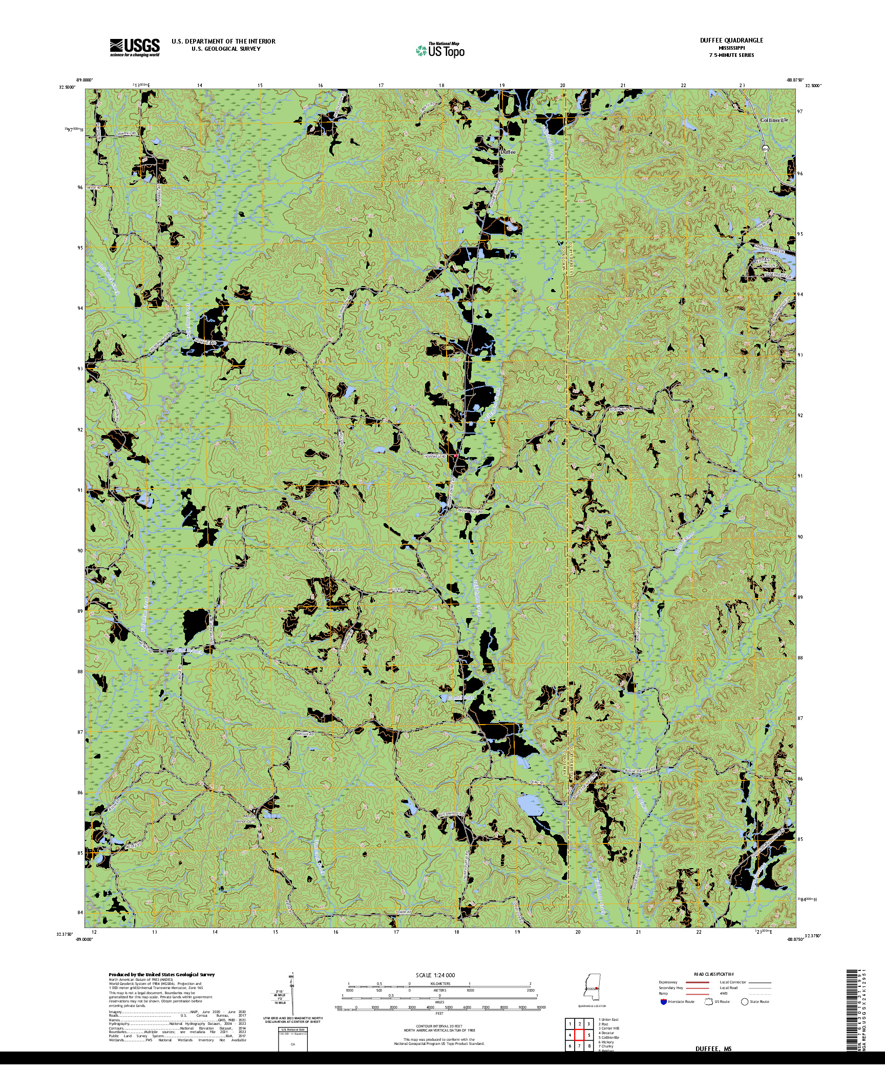 US TOPO 7.5-MINUTE MAP FOR DUFFEE, MS