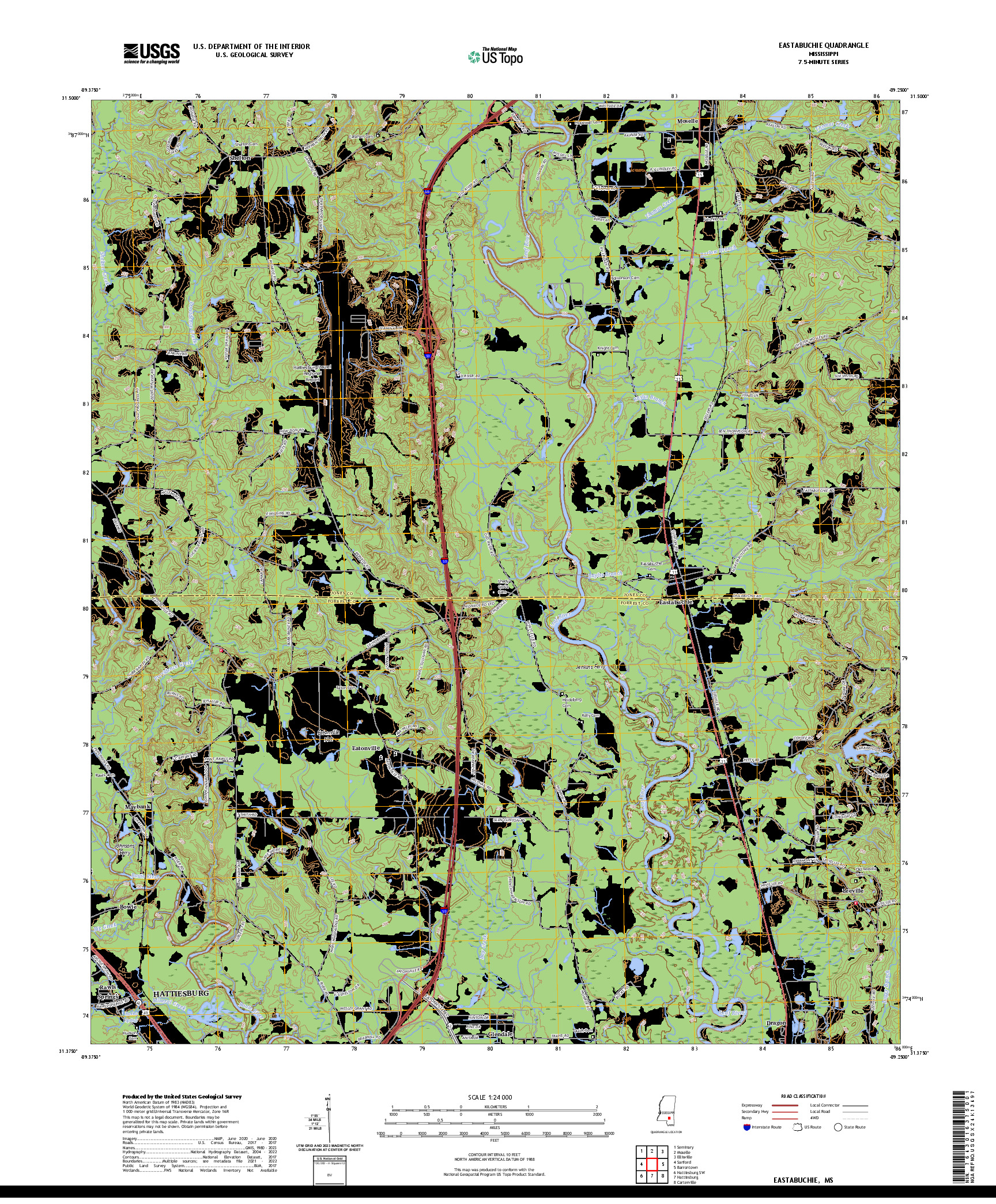 US TOPO 7.5-MINUTE MAP FOR EASTABUCHIE, MS