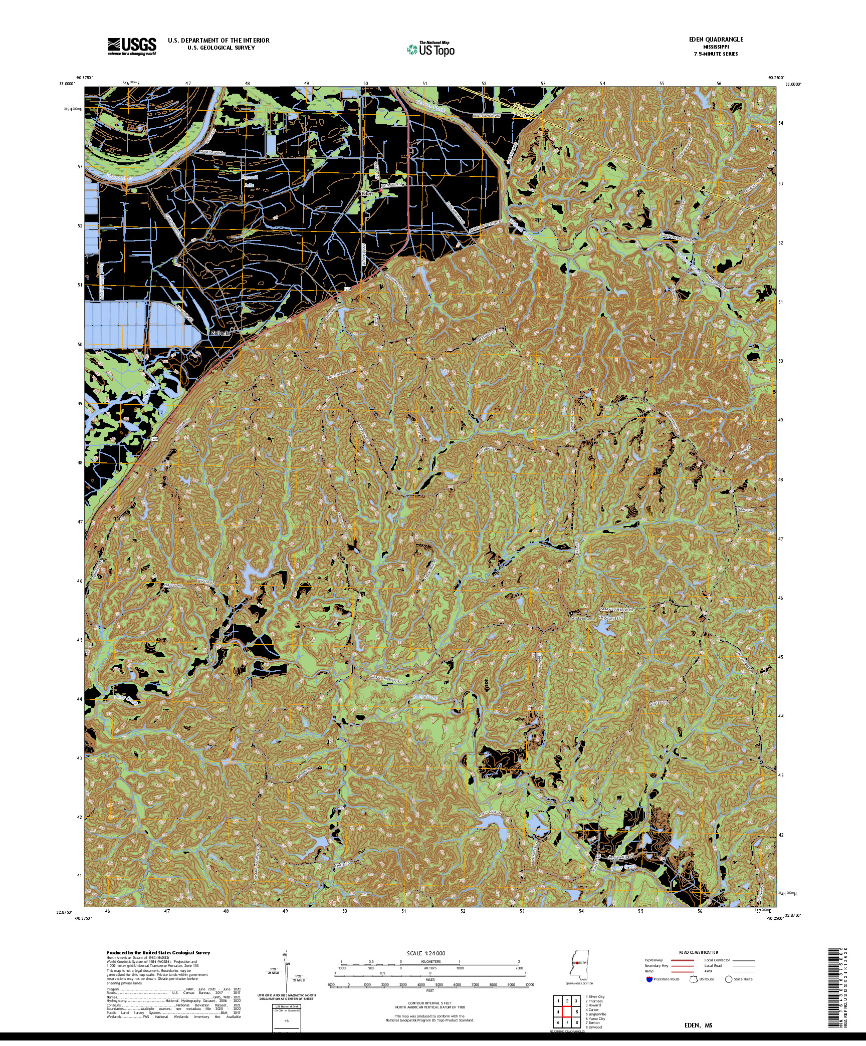 US TOPO 7.5-MINUTE MAP FOR EDEN, MS