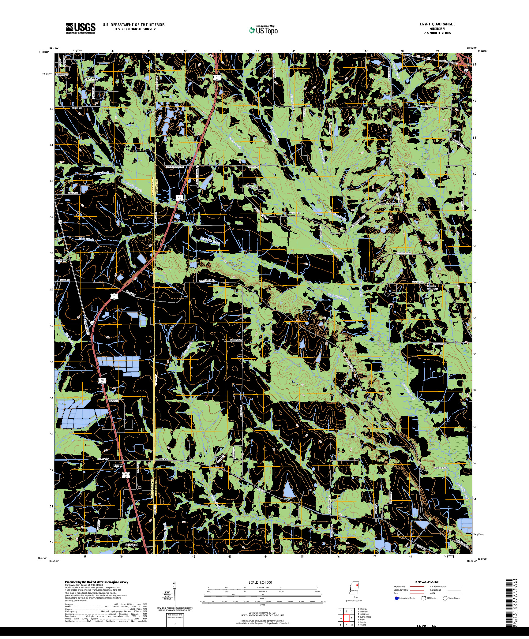 US TOPO 7.5-MINUTE MAP FOR EGYPT, MS
