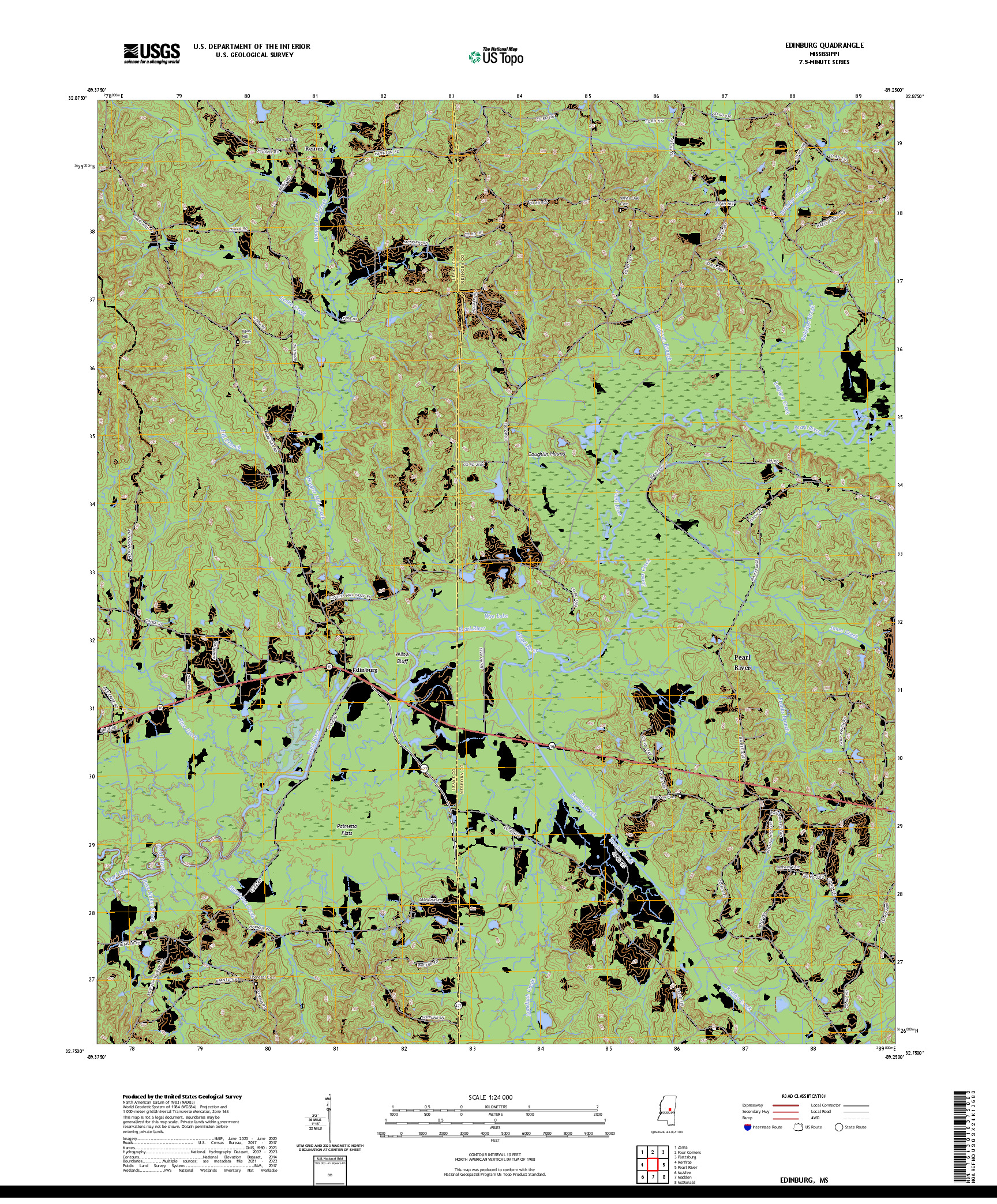 US TOPO 7.5-MINUTE MAP FOR EDINBURG, MS