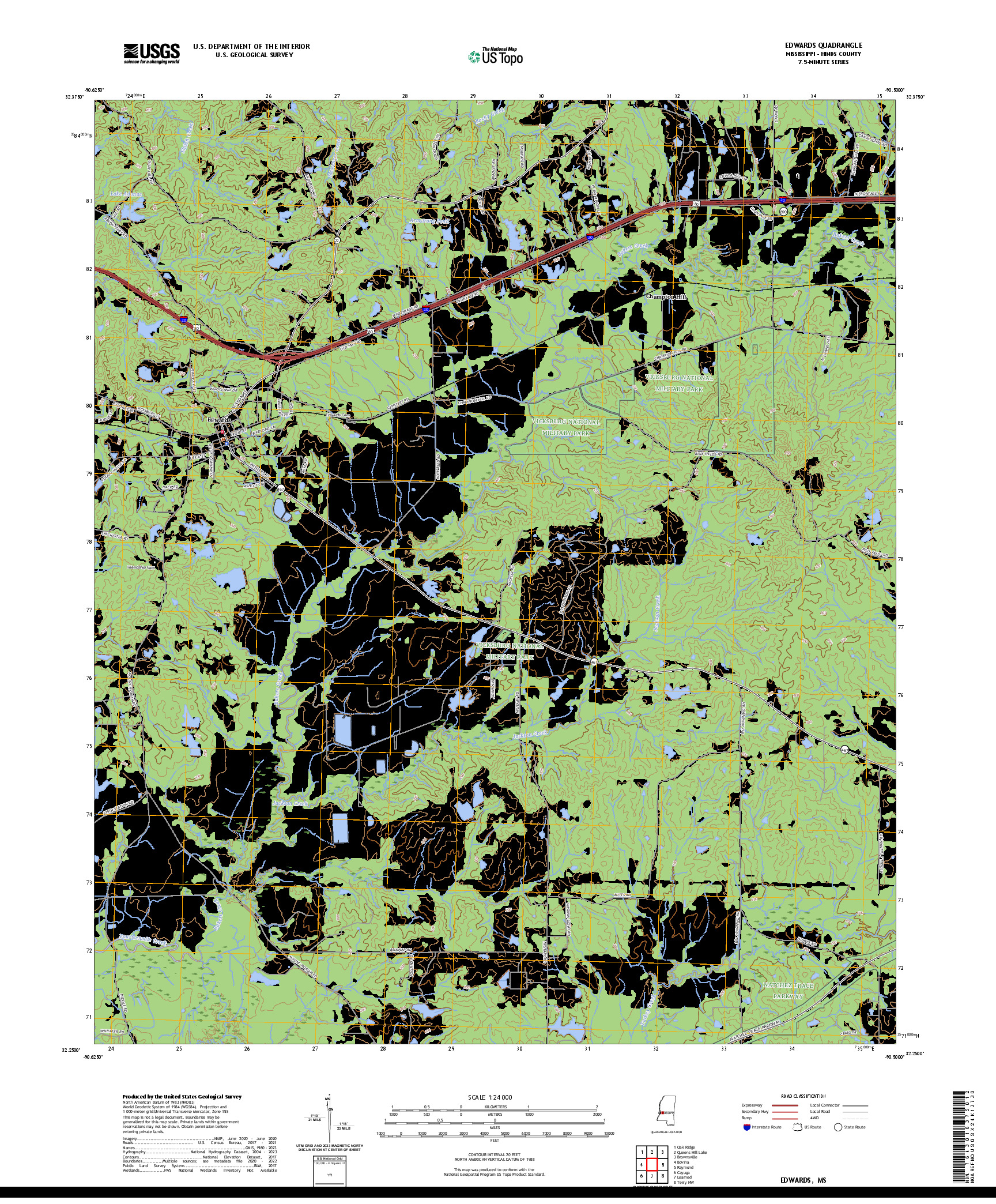 US TOPO 7.5-MINUTE MAP FOR EDWARDS, MS