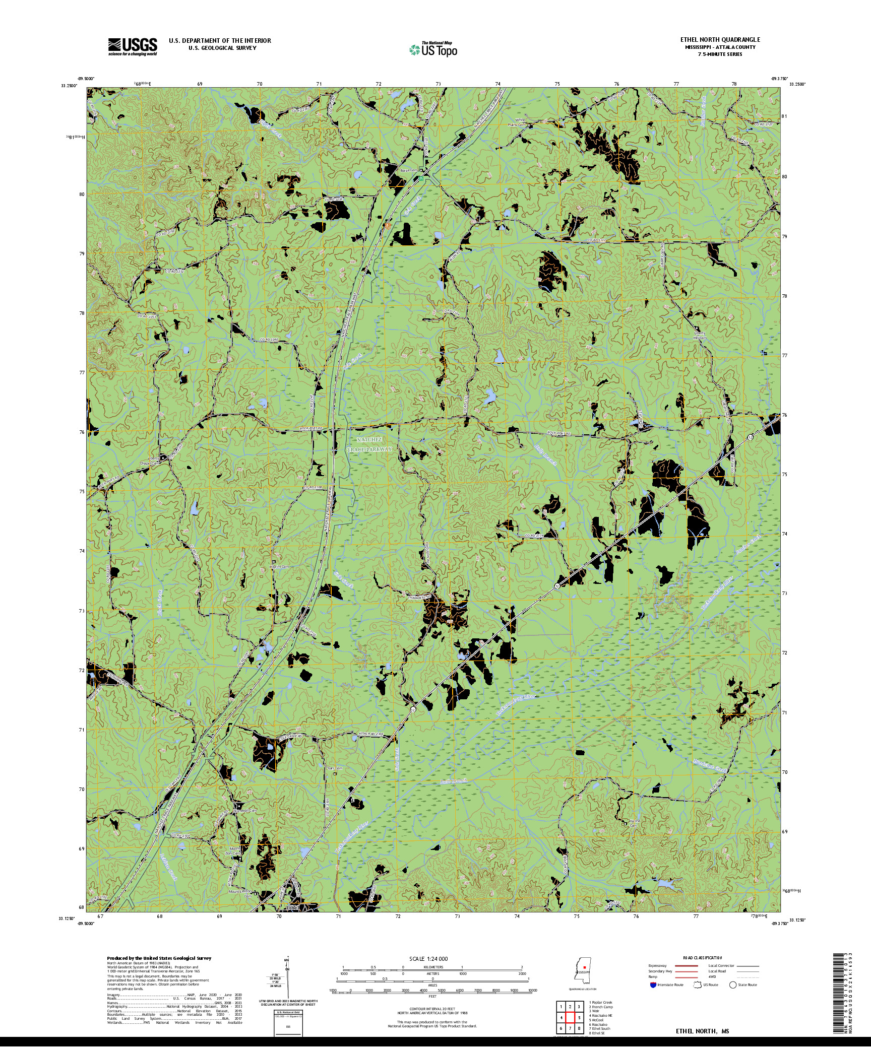 US TOPO 7.5-MINUTE MAP FOR ETHEL NORTH, MS