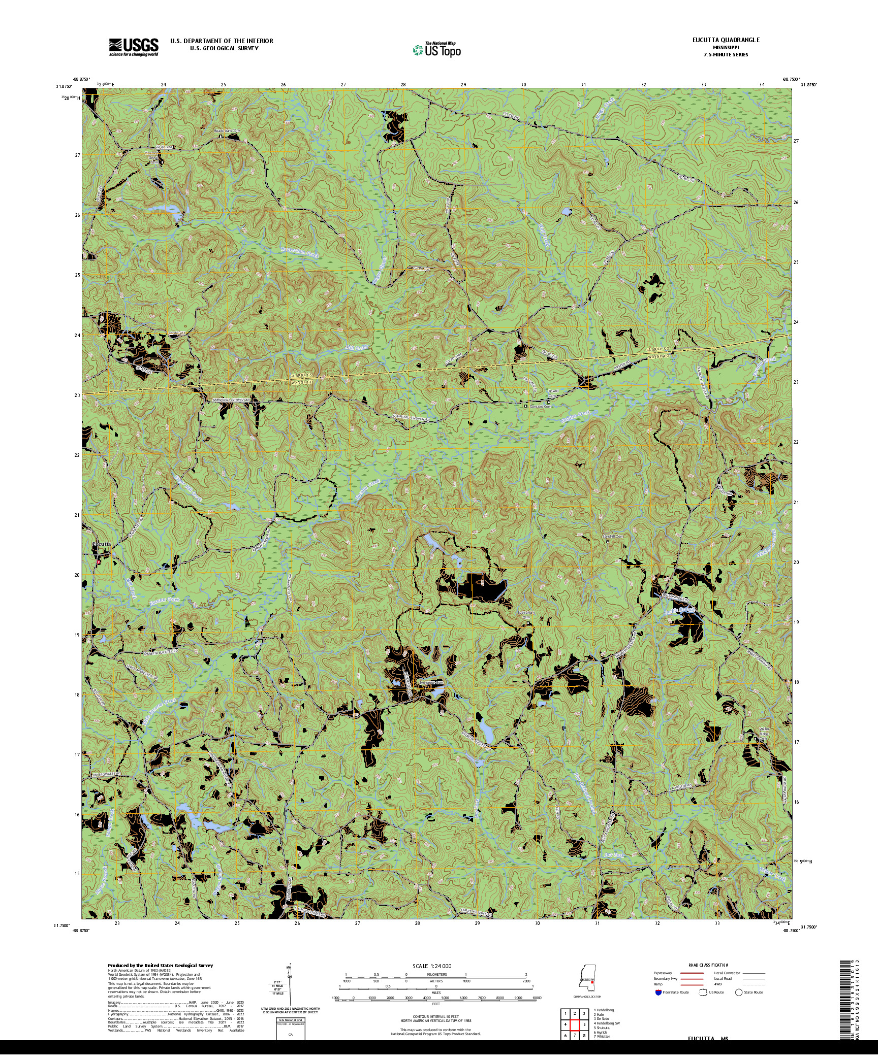 US TOPO 7.5-MINUTE MAP FOR EUCUTTA, MS
