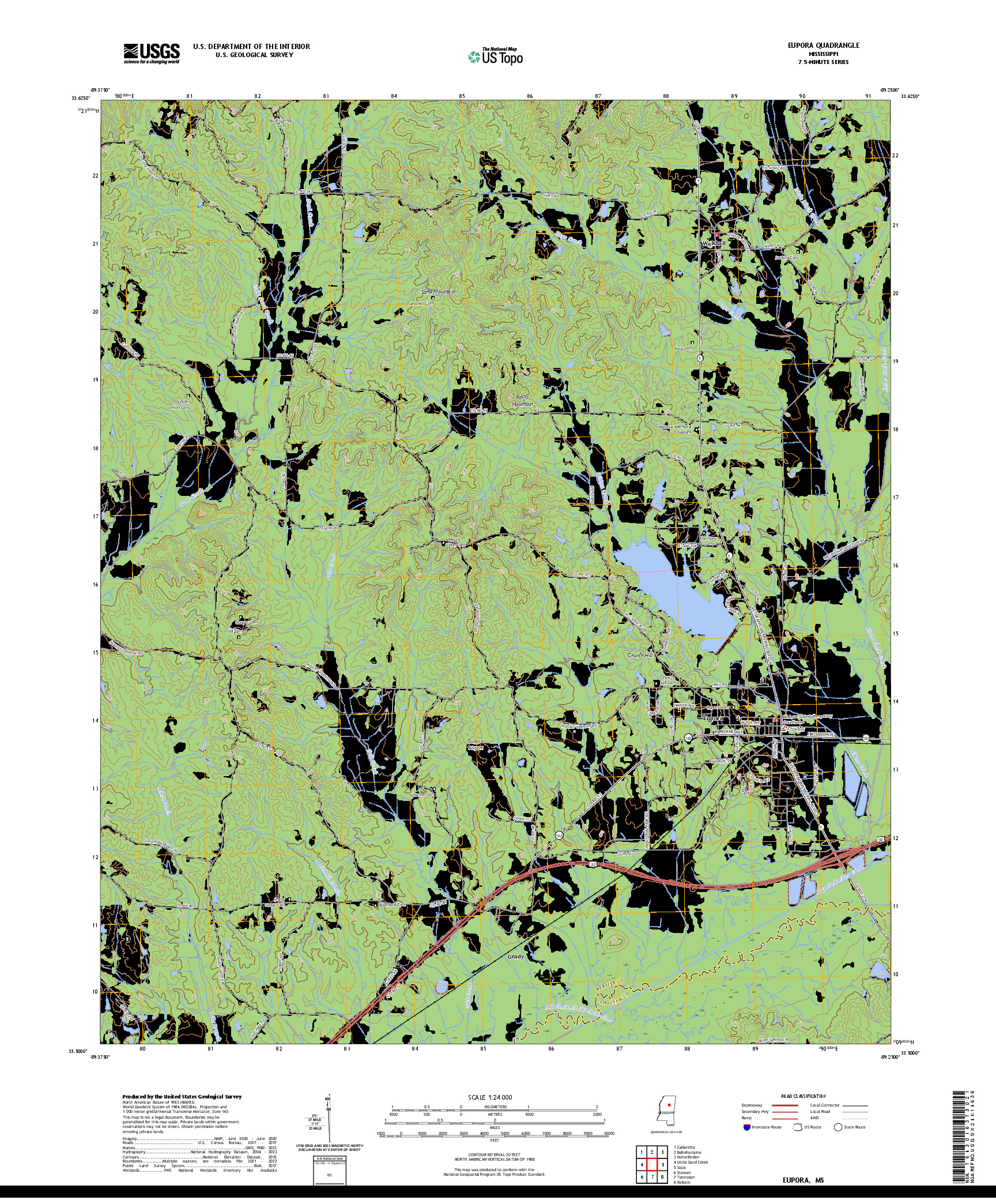 US TOPO 7.5-MINUTE MAP FOR EUPORA, MS