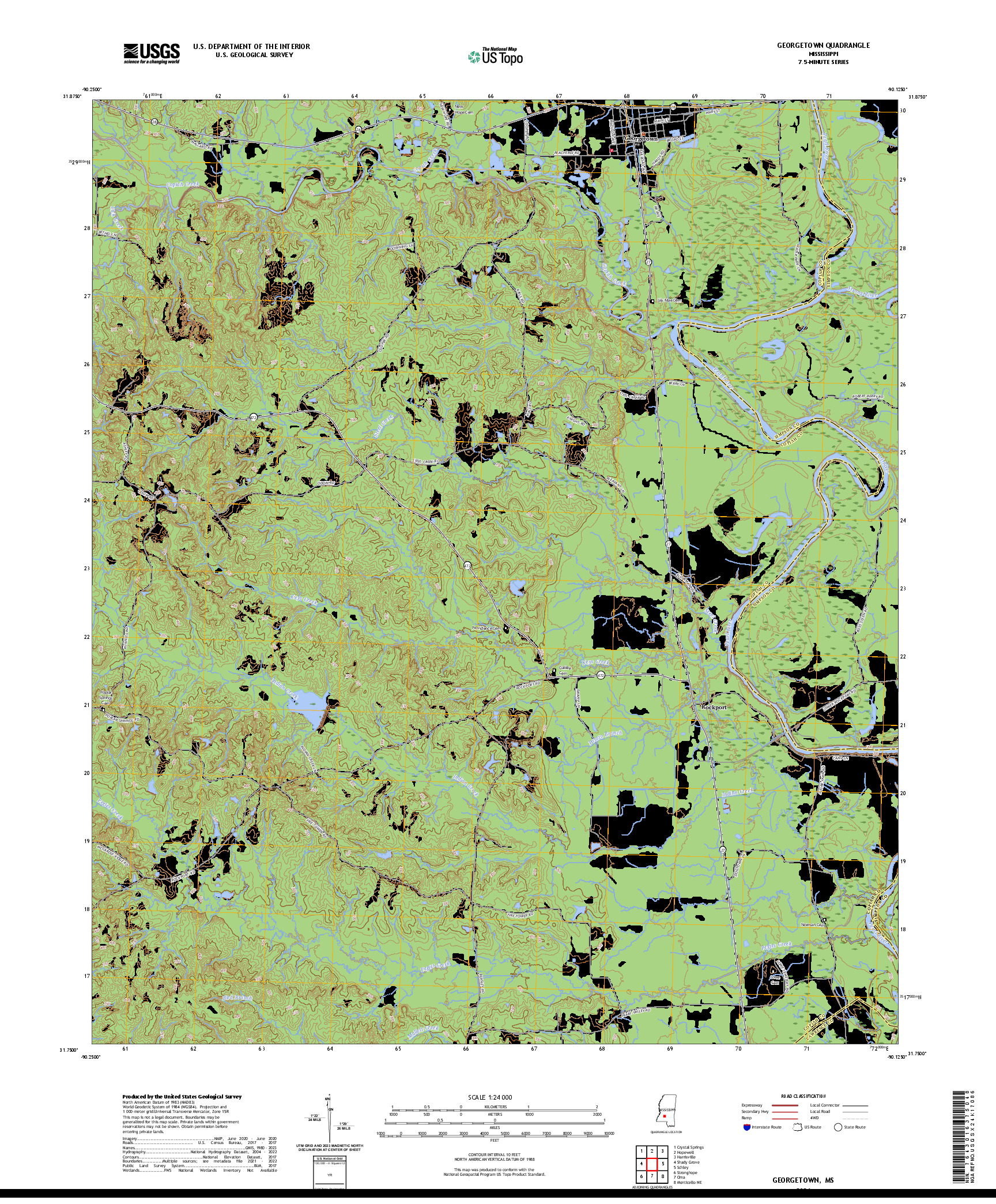 US TOPO 7.5-MINUTE MAP FOR GEORGETOWN, MS