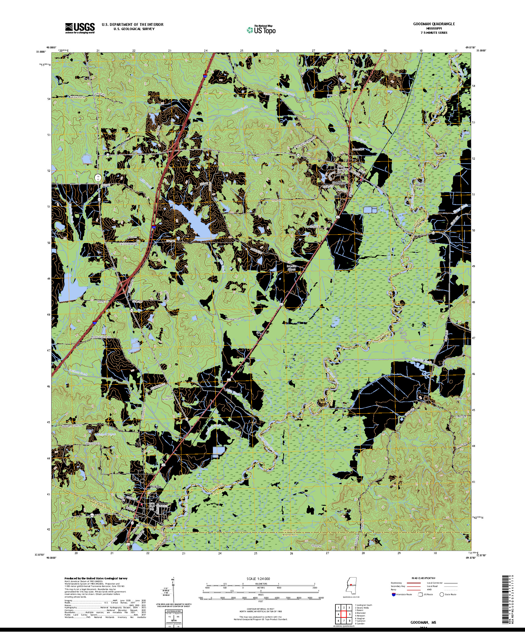 US TOPO 7.5-MINUTE MAP FOR GOODMAN, MS