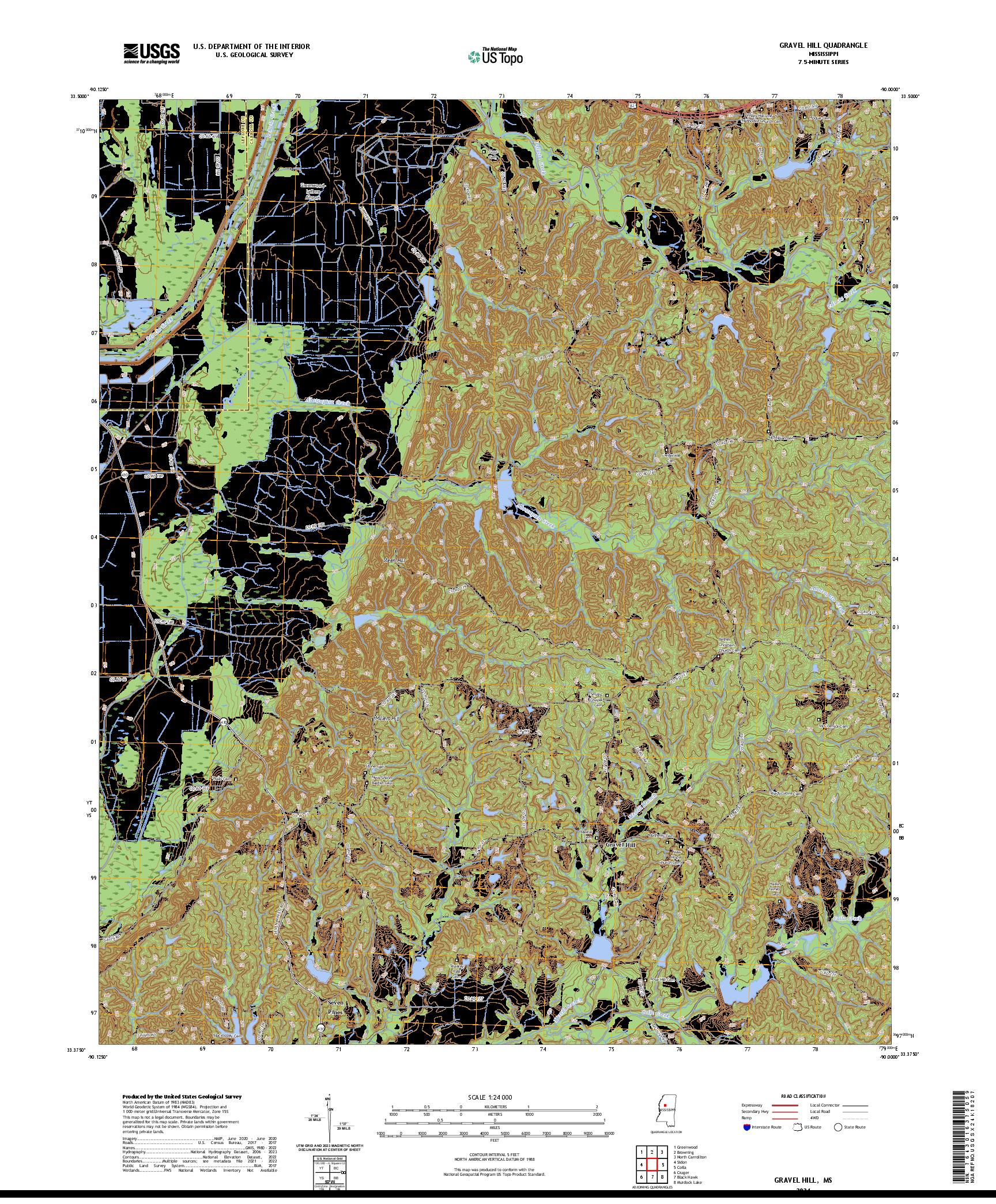 US TOPO 7.5-MINUTE MAP FOR GRAVEL HILL, MS