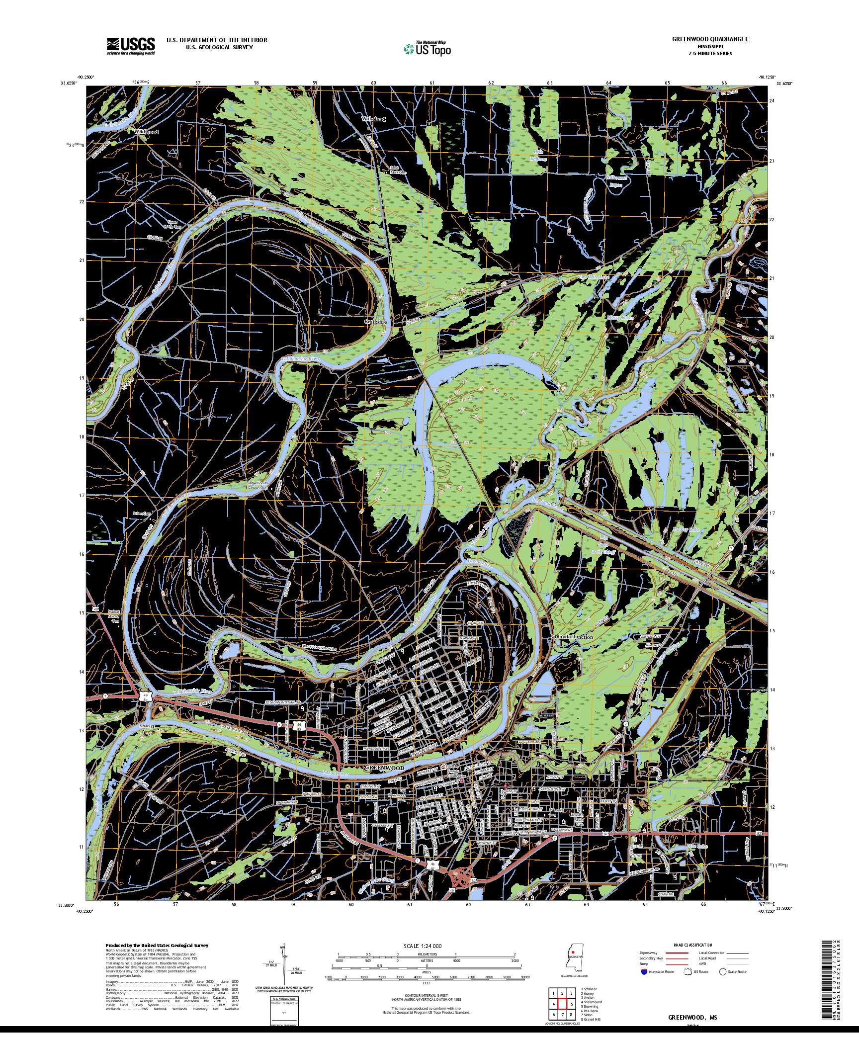 US TOPO 7.5-MINUTE MAP FOR GREENWOOD, MS