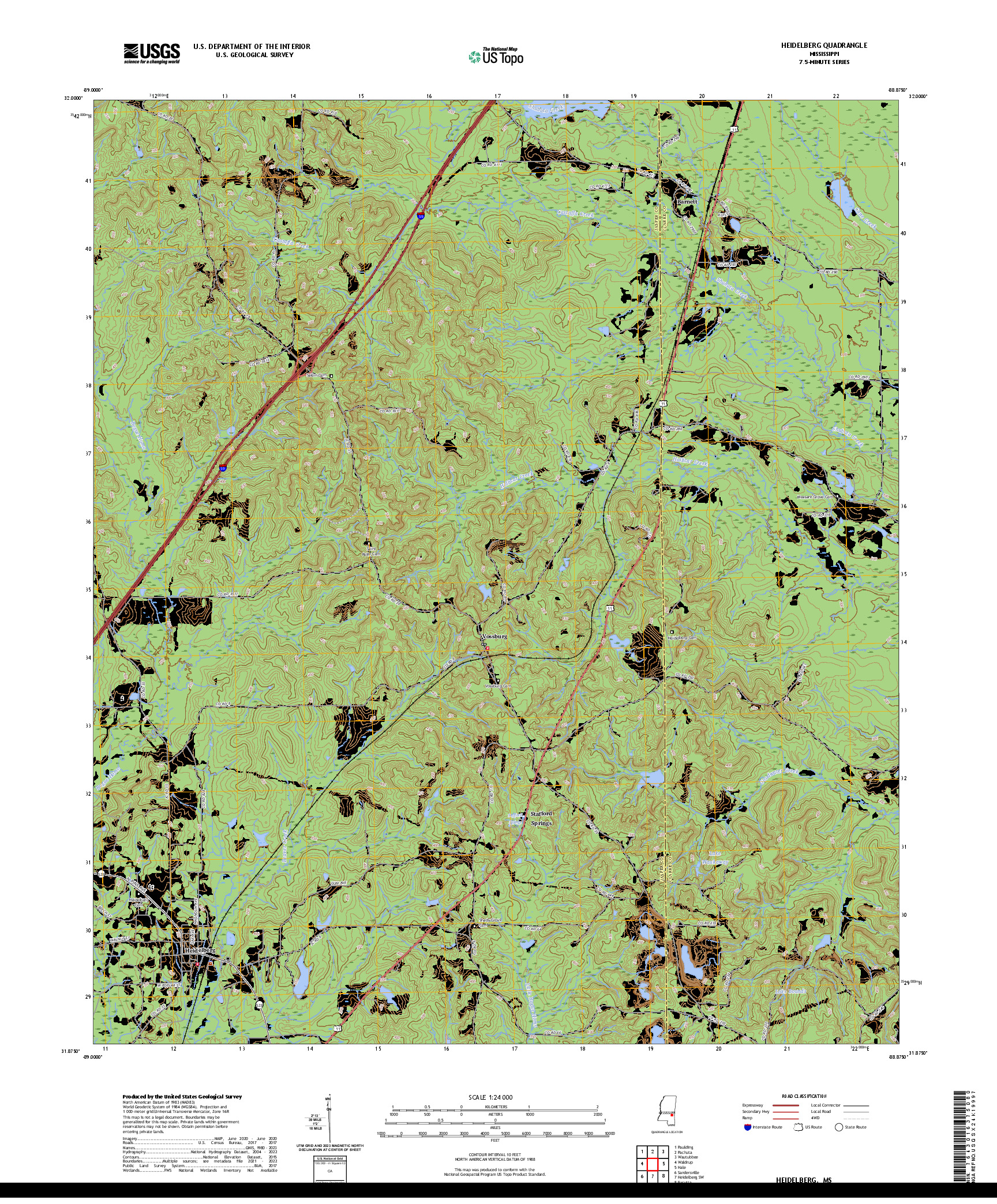 US TOPO 7.5-MINUTE MAP FOR HEIDELBERG, MS