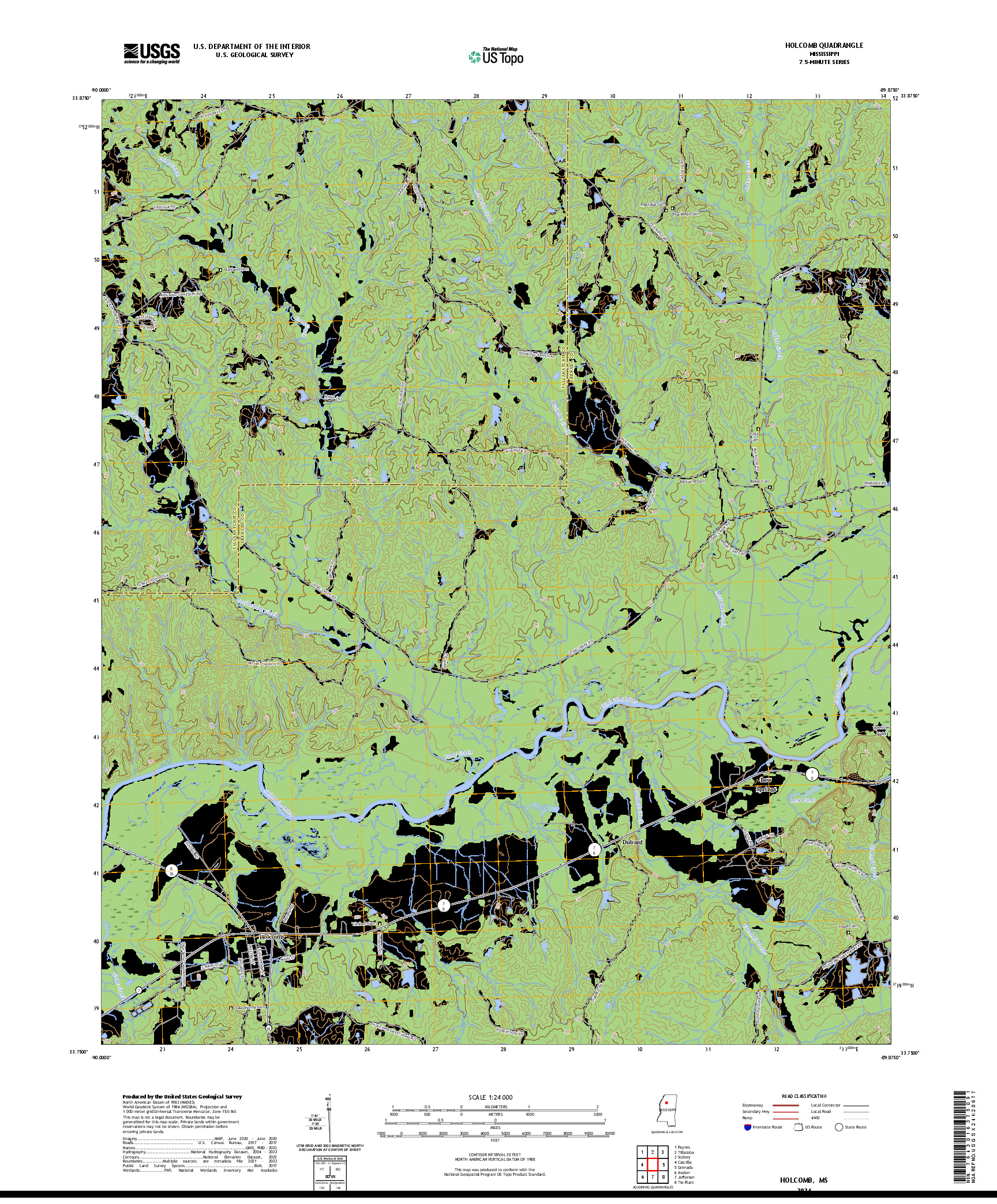 US TOPO 7.5-MINUTE MAP FOR HOLCOMB, MS