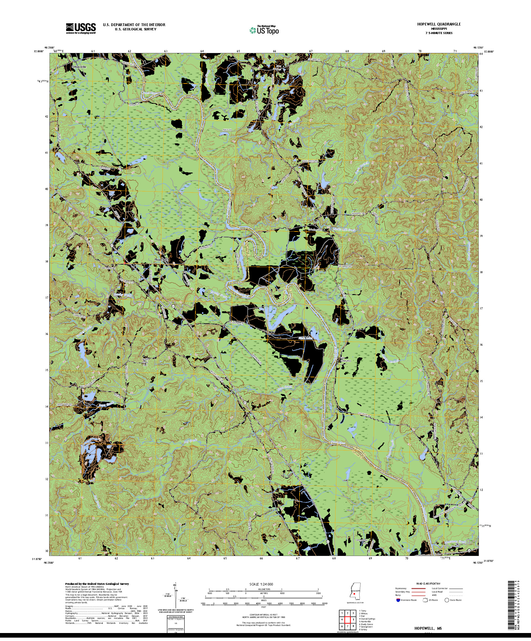 US TOPO 7.5-MINUTE MAP FOR HOPEWELL, MS