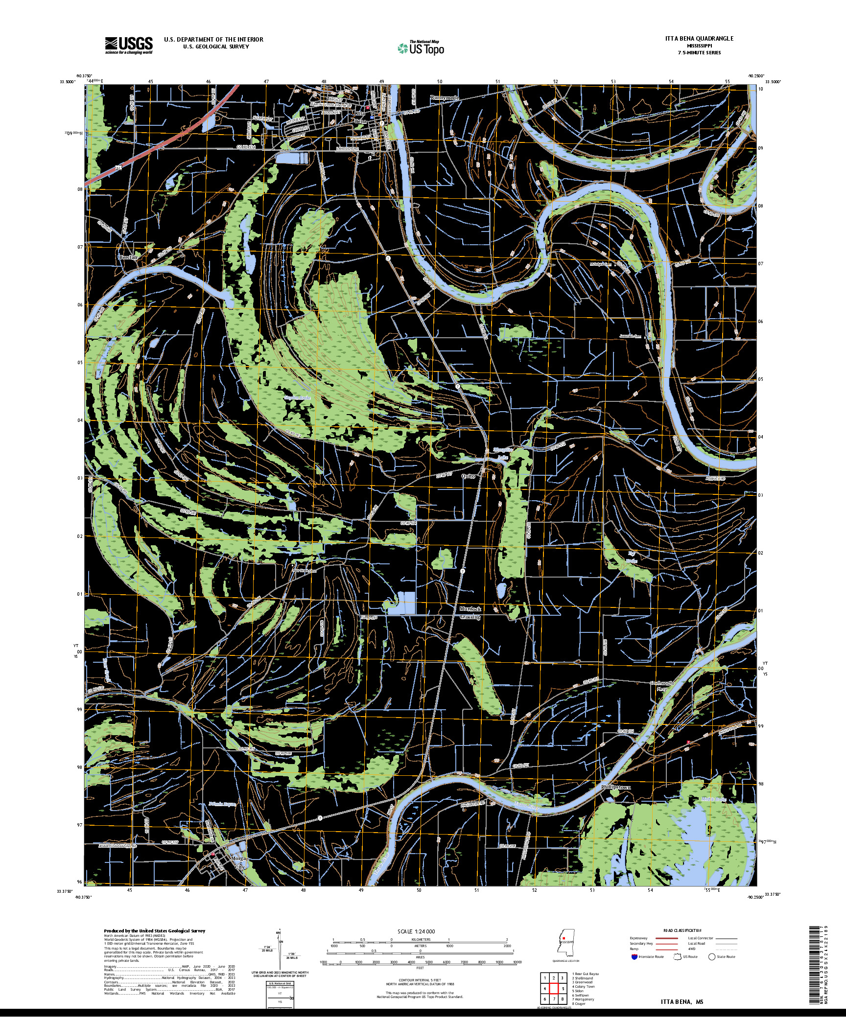 US TOPO 7.5-MINUTE MAP FOR ITTA BENA, MS