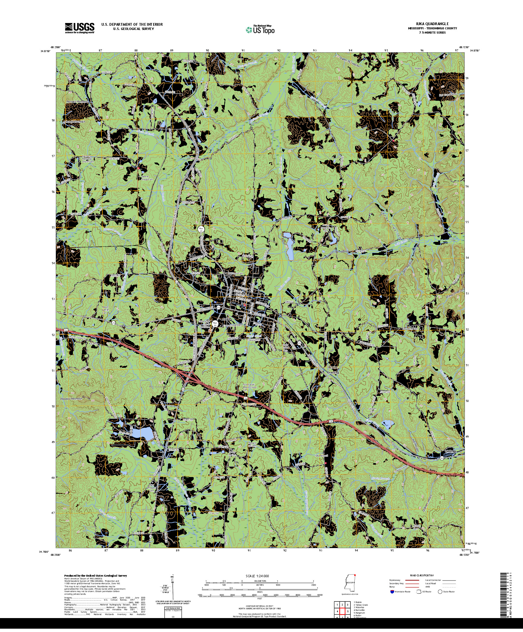 US TOPO 7.5-MINUTE MAP FOR IUKA, MS