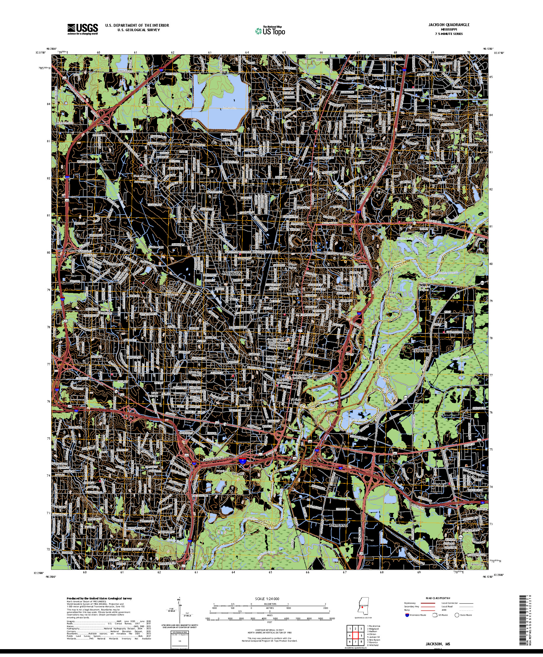 US TOPO 7.5-MINUTE MAP FOR JACKSON, MS