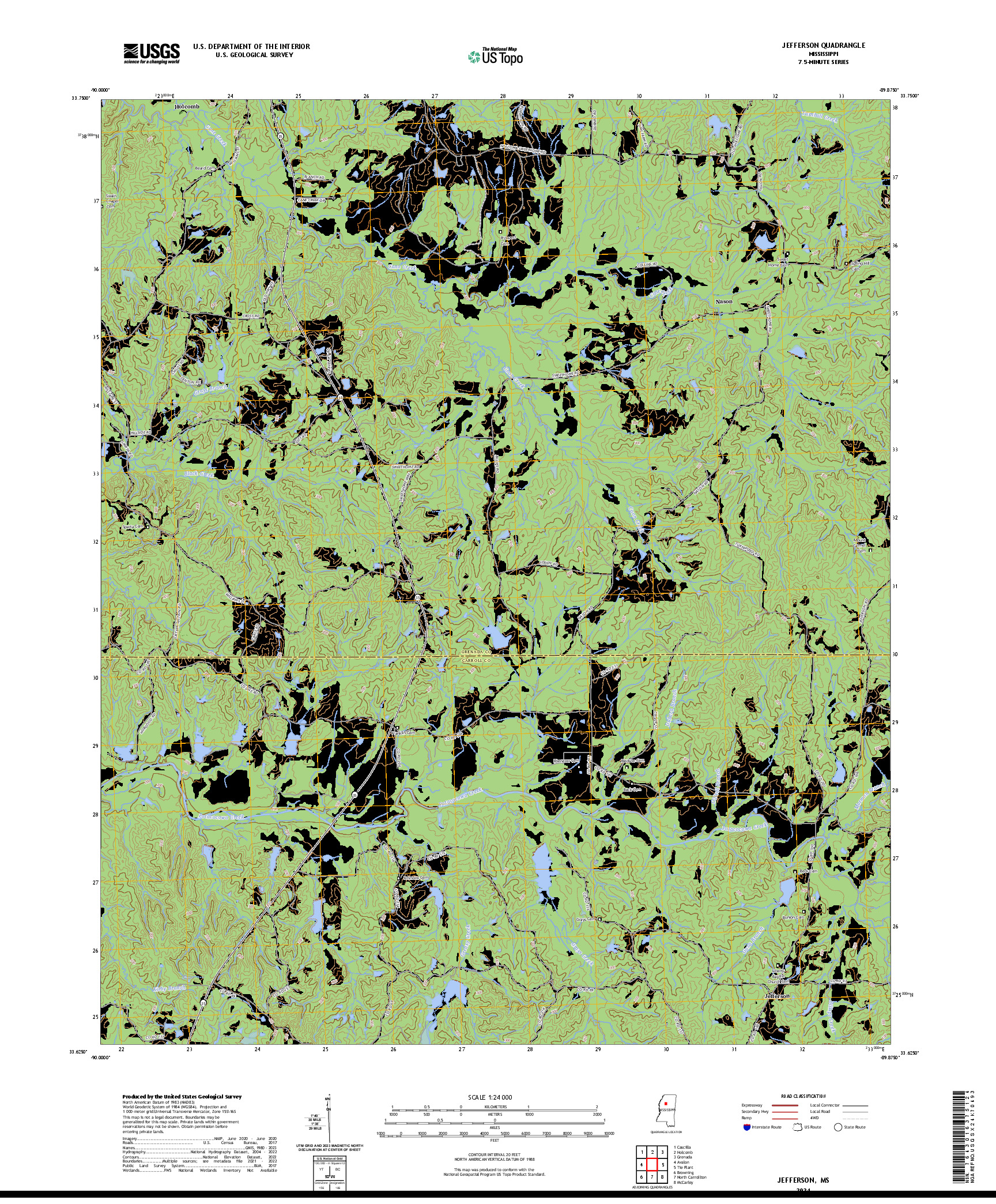 US TOPO 7.5-MINUTE MAP FOR JEFFERSON, MS
