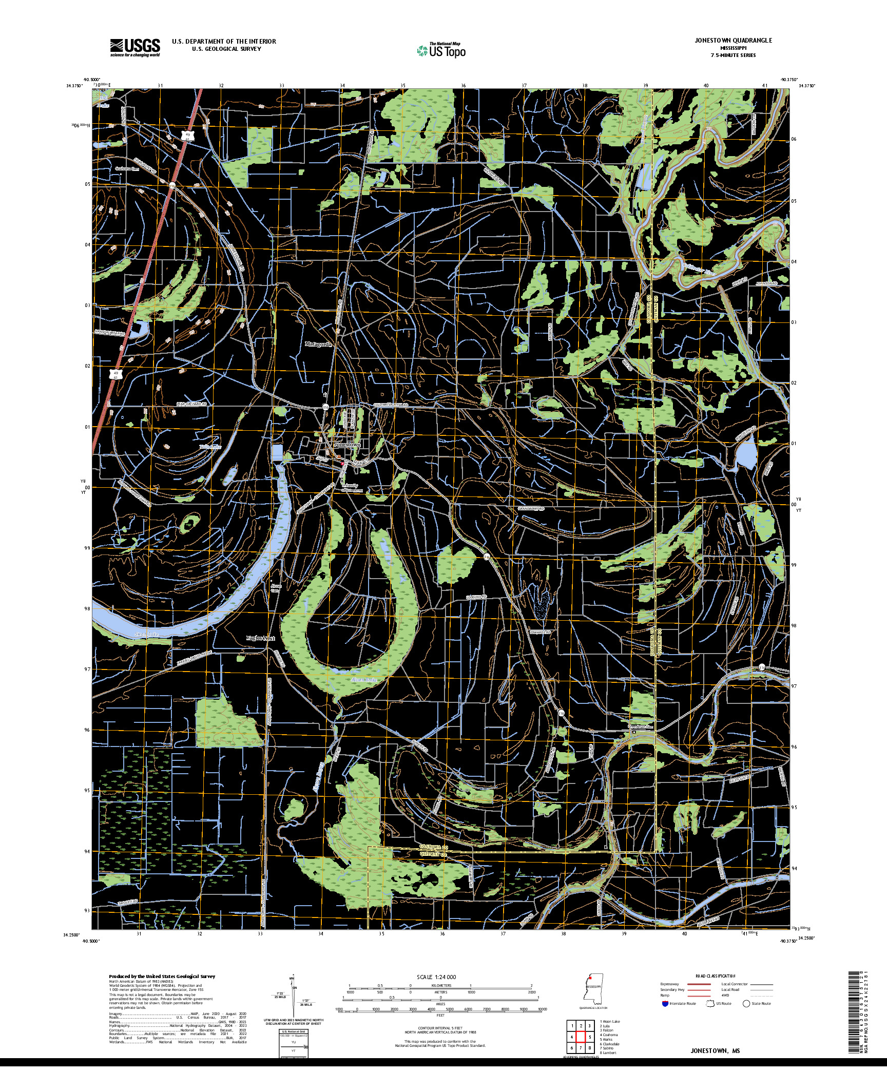 US TOPO 7.5-MINUTE MAP FOR JONESTOWN, MS