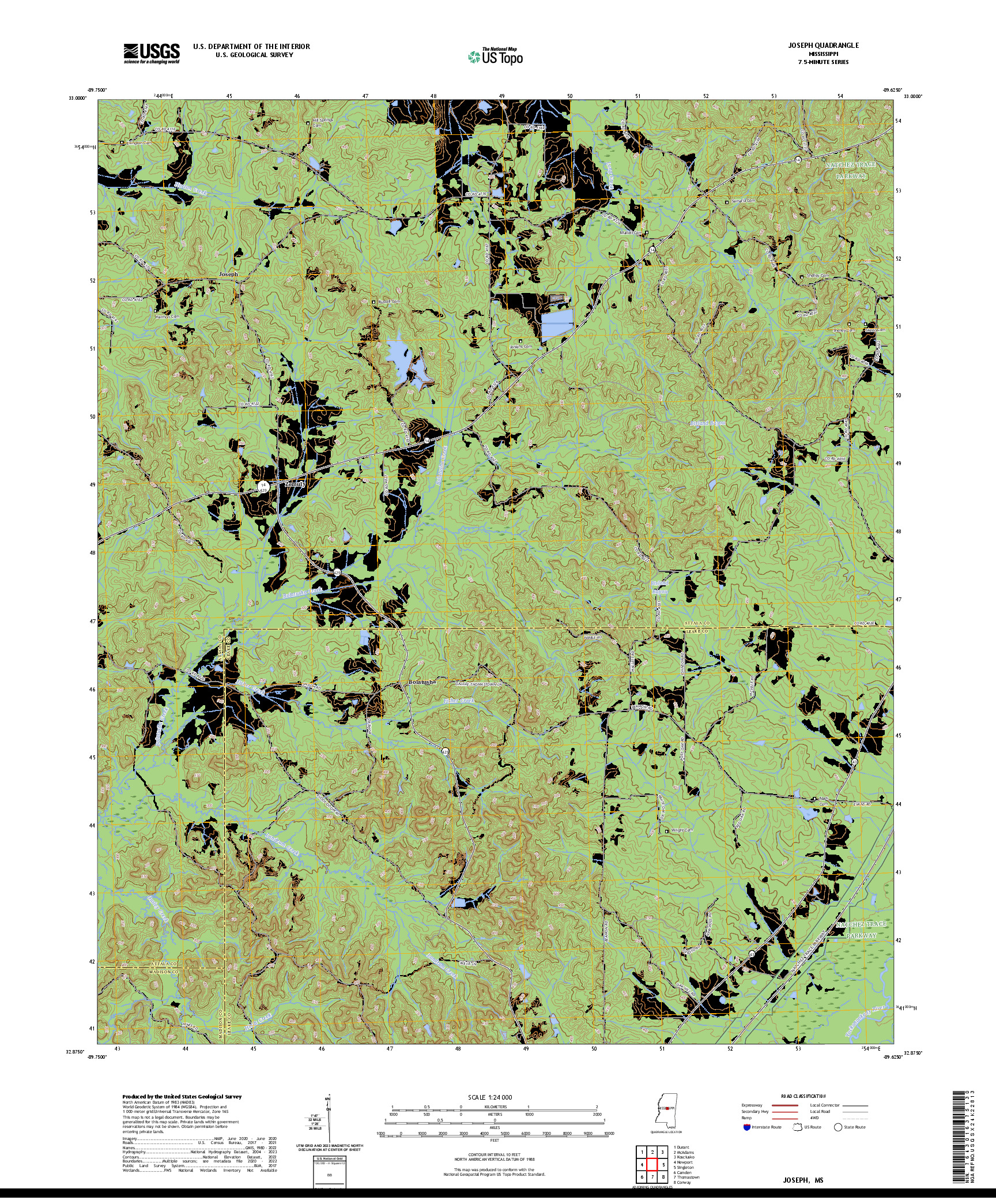 US TOPO 7.5-MINUTE MAP FOR JOSEPH, MS