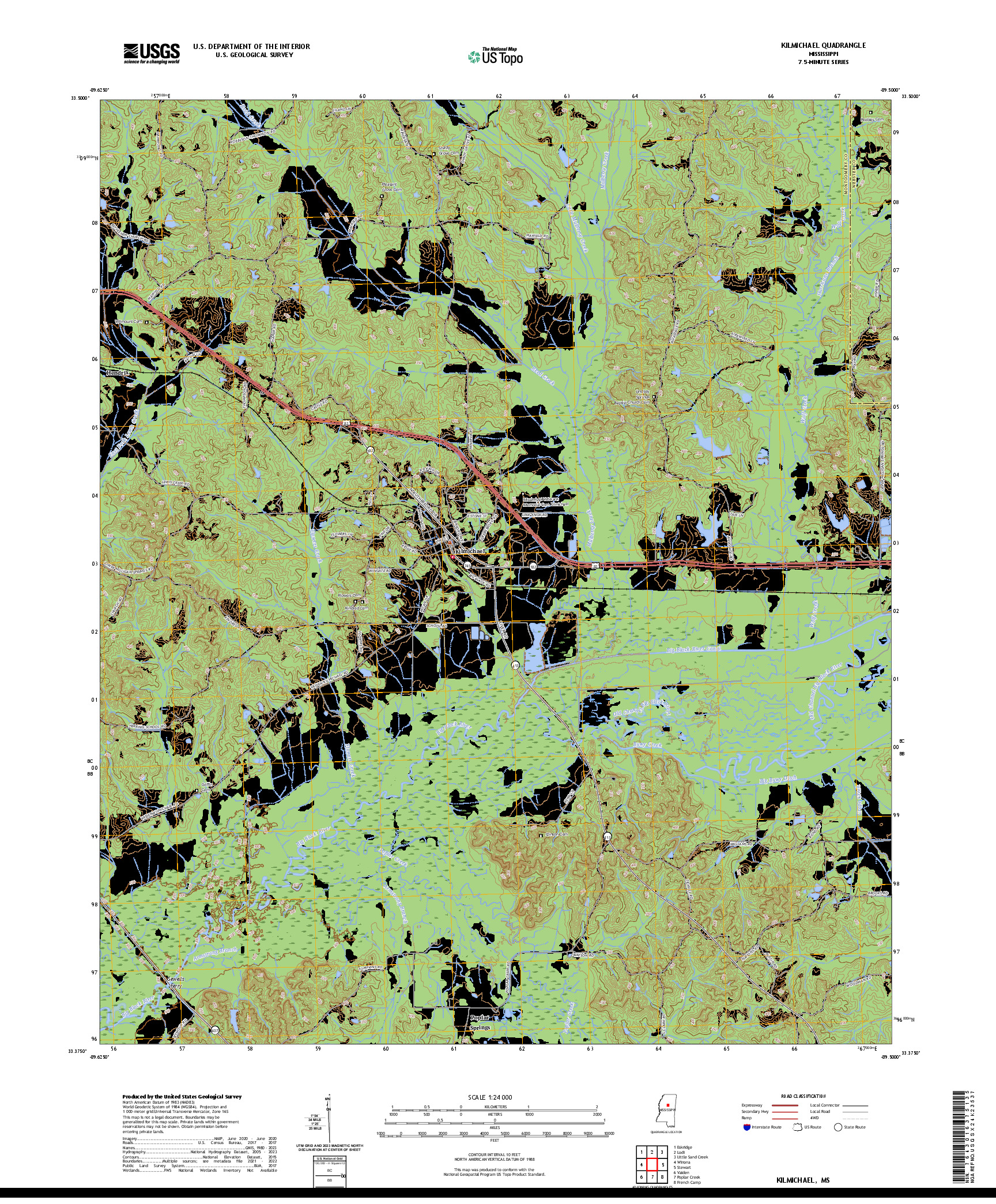 US TOPO 7.5-MINUTE MAP FOR KILMICHAEL, MS