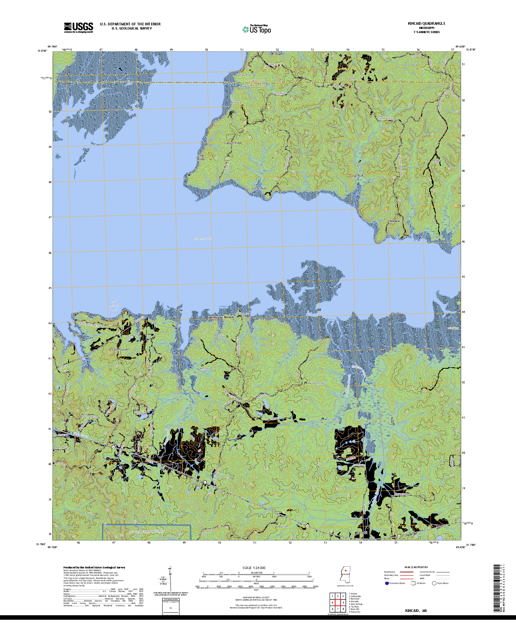 US TOPO 7.5-MINUTE MAP FOR KINCAID, MS