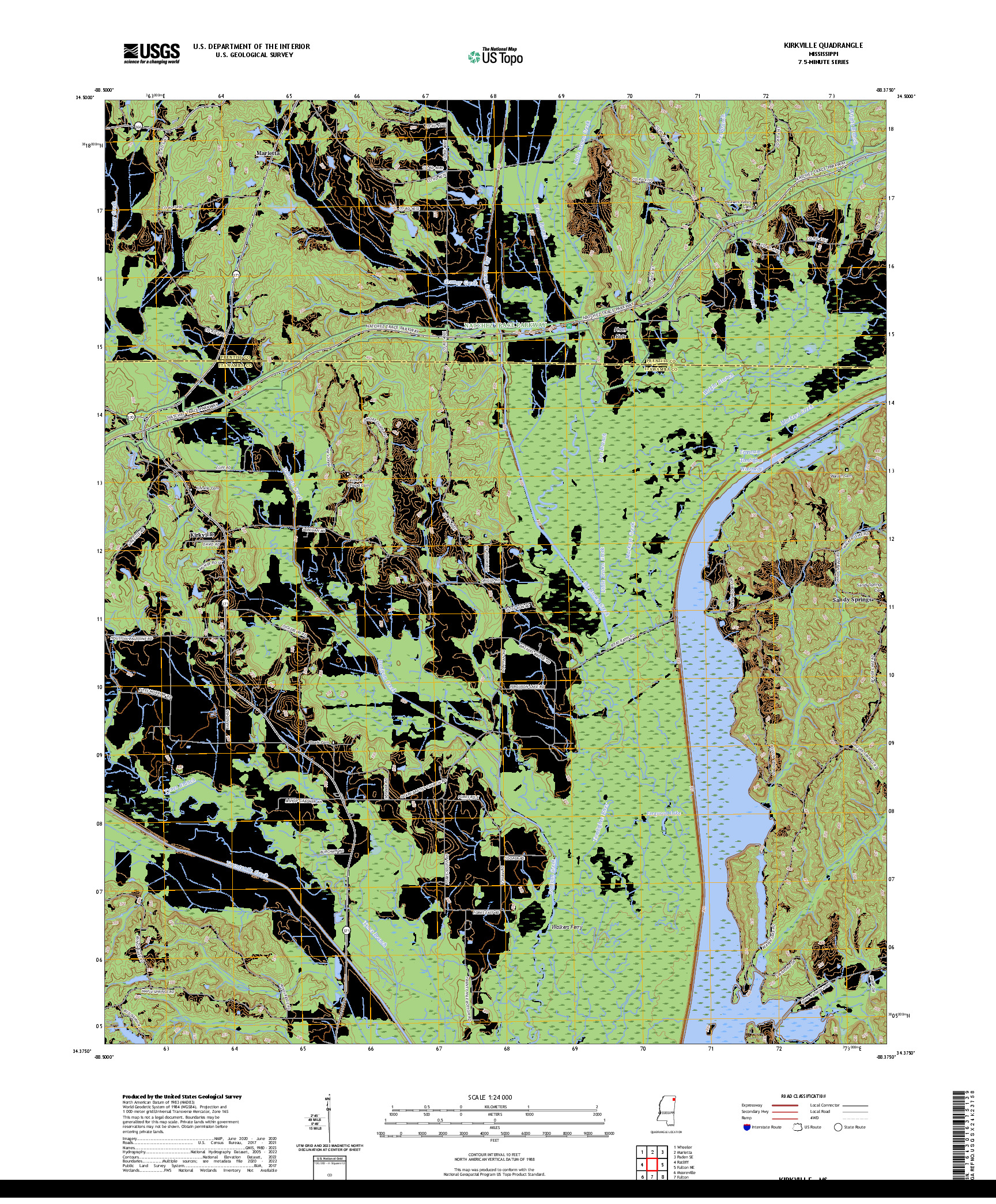 US TOPO 7.5-MINUTE MAP FOR KIRKVILLE, MS