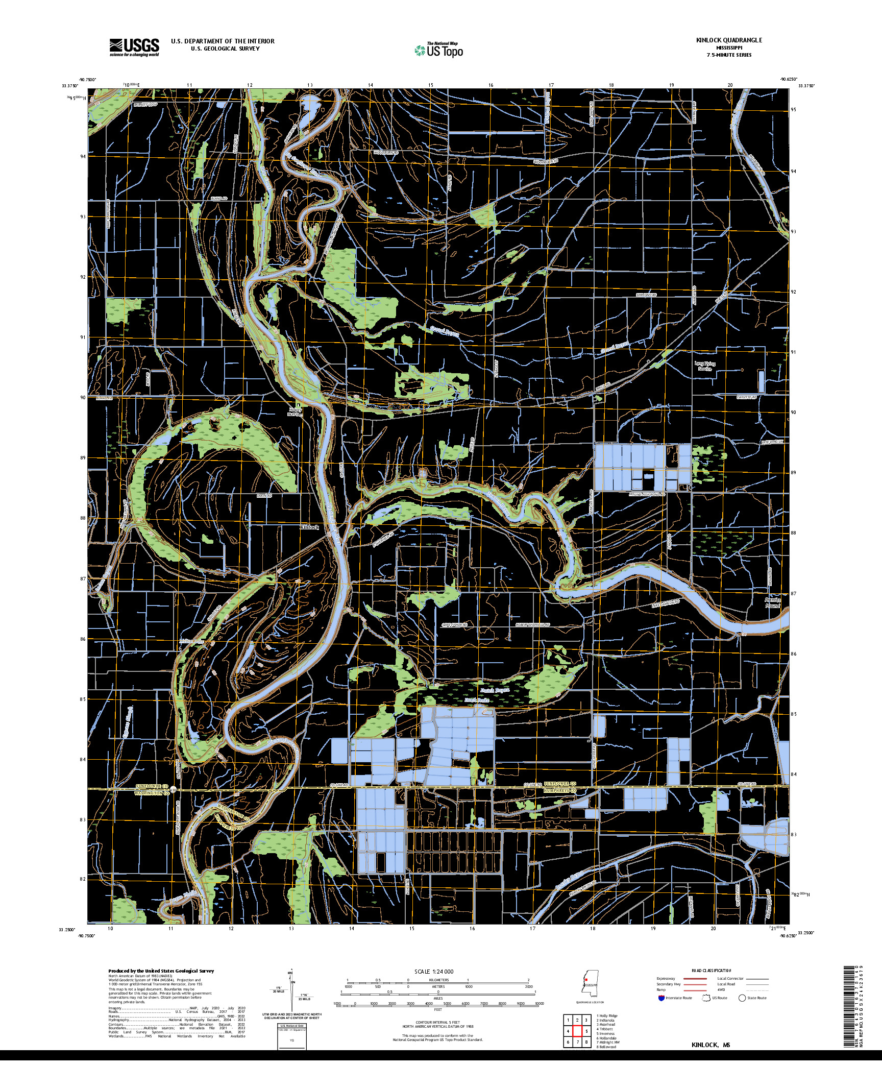 US TOPO 7.5-MINUTE MAP FOR KINLOCK, MS