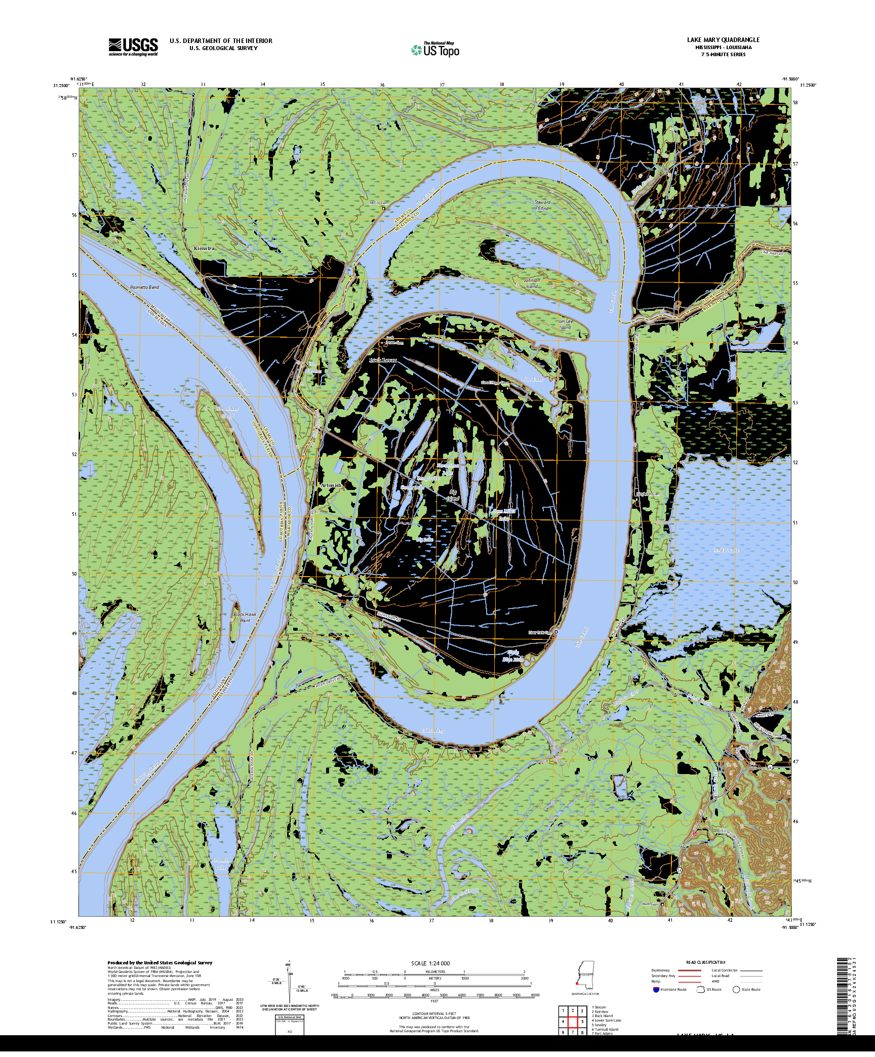 US TOPO 7.5-MINUTE MAP FOR LAKE MARY, MS,LA