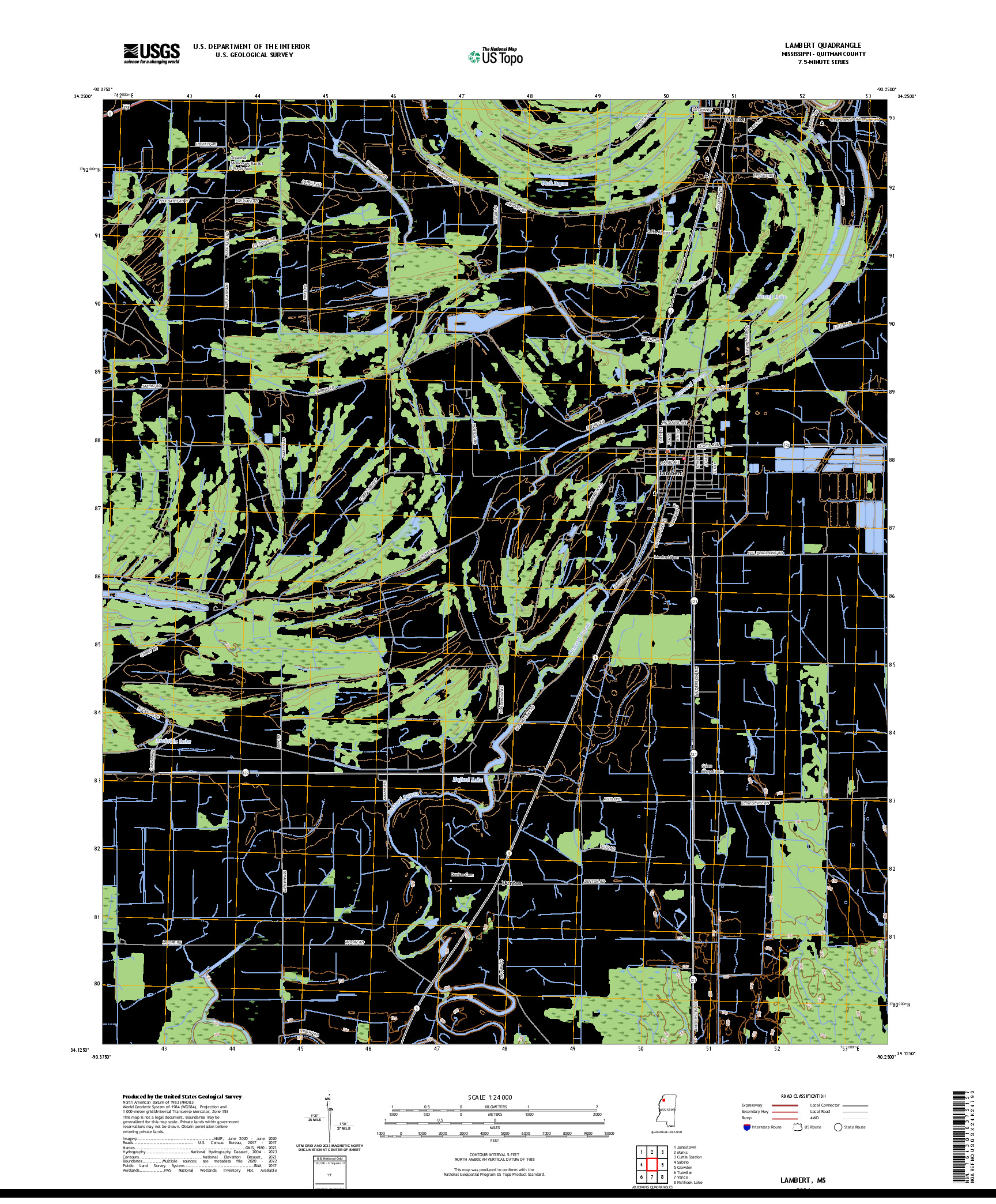 US TOPO 7.5-MINUTE MAP FOR LAMBERT, MS