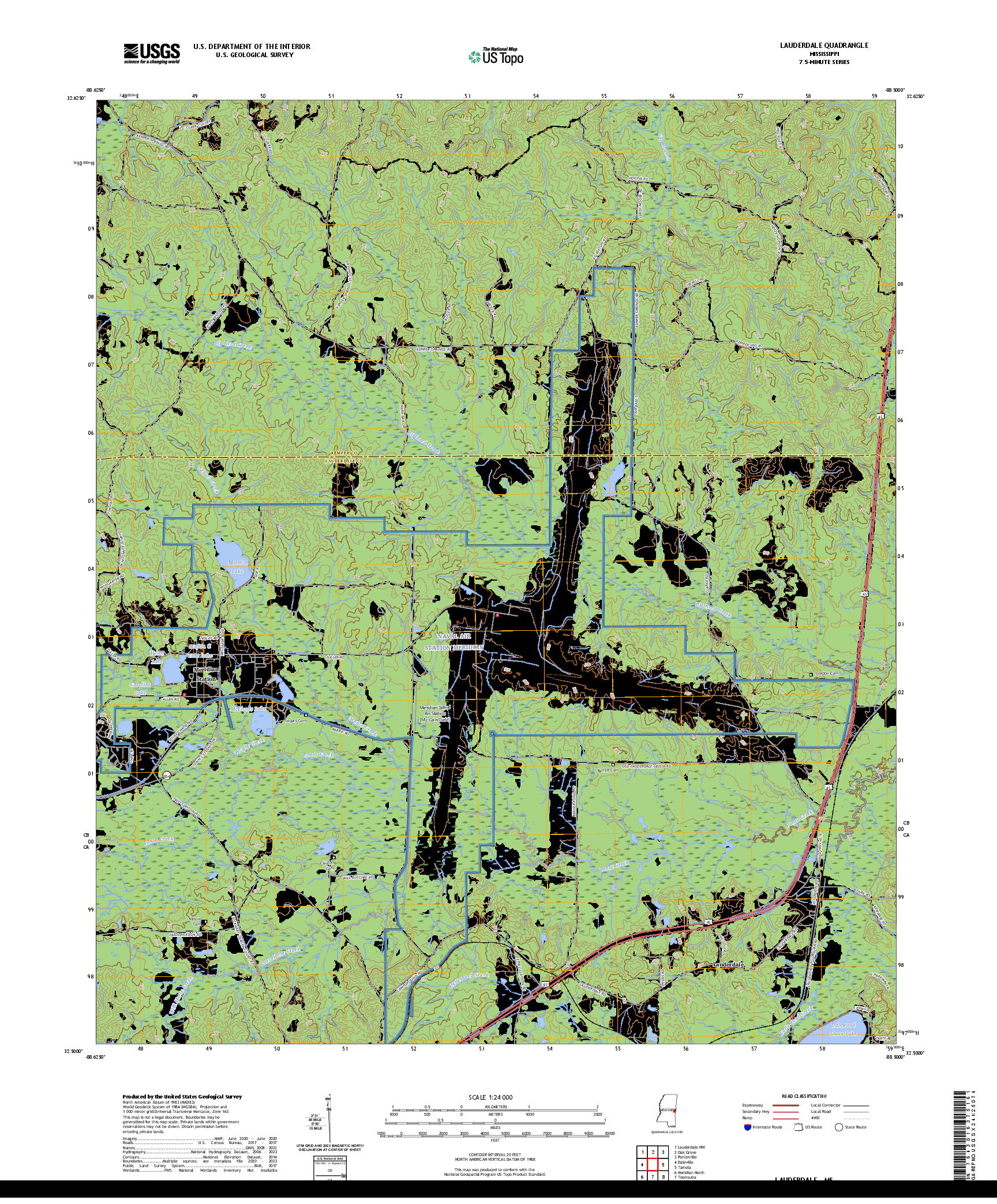 US TOPO 7.5-MINUTE MAP FOR LAUDERDALE, MS
