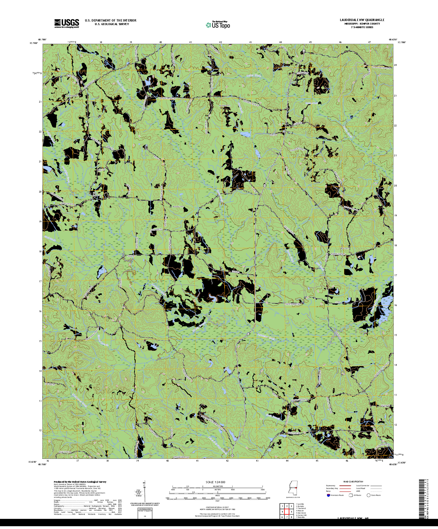 US TOPO 7.5-MINUTE MAP FOR LAUDERDALE NW, MS