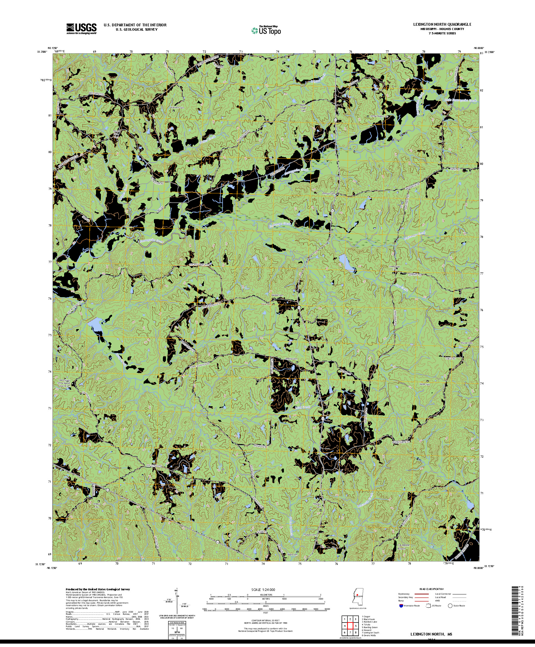US TOPO 7.5-MINUTE MAP FOR LEXINGTON NORTH, MS