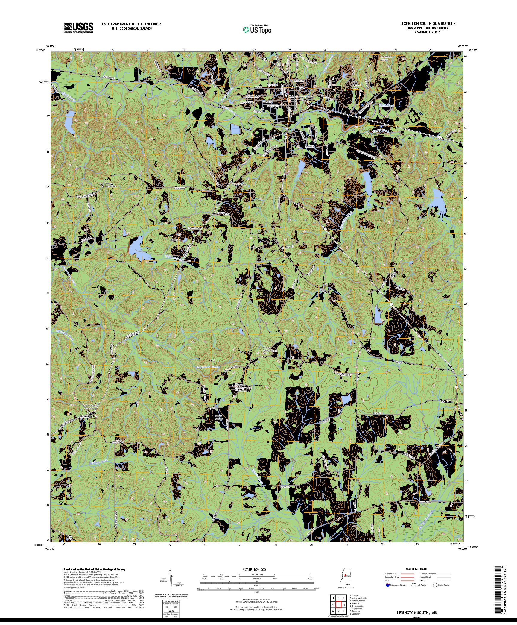 US TOPO 7.5-MINUTE MAP FOR LEXINGTON SOUTH, MS