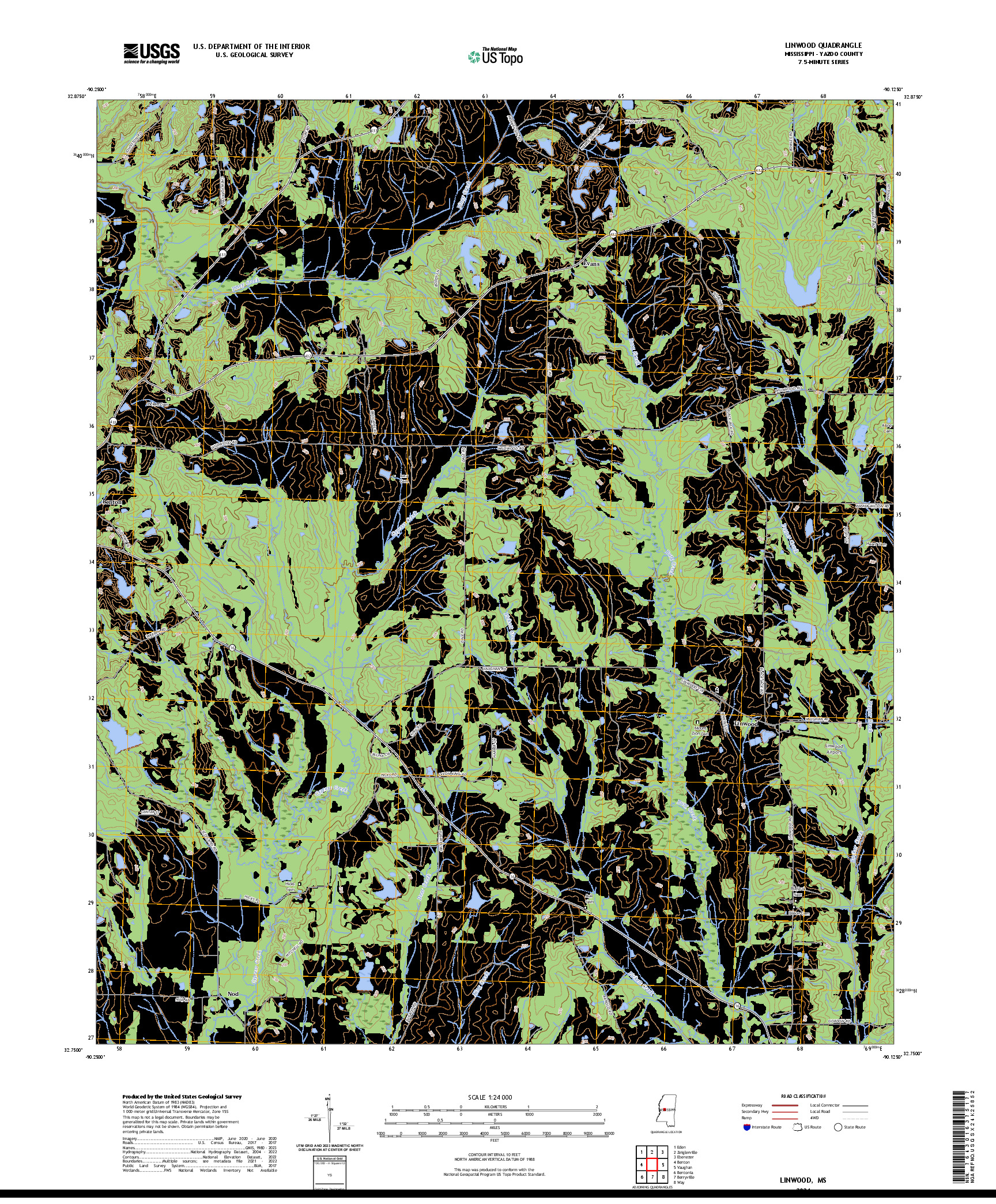 US TOPO 7.5-MINUTE MAP FOR LINWOOD, MS
