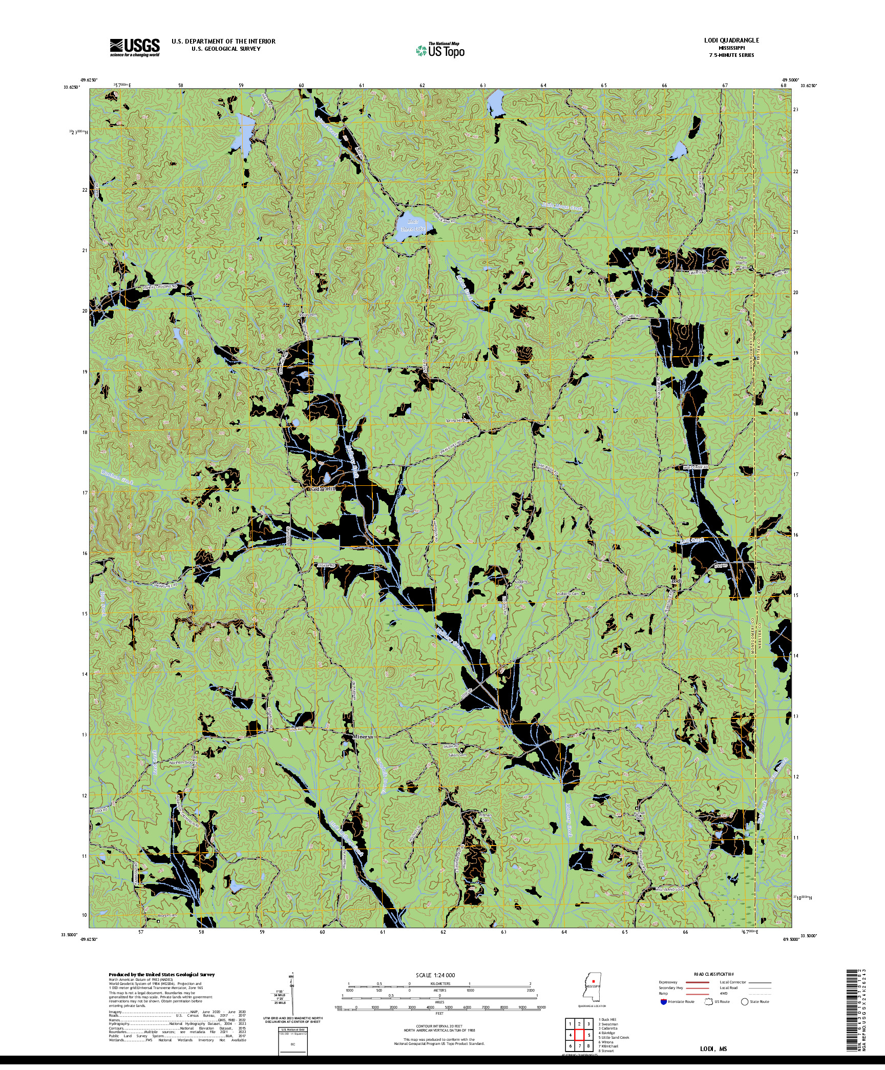 US TOPO 7.5-MINUTE MAP FOR LODI, MS