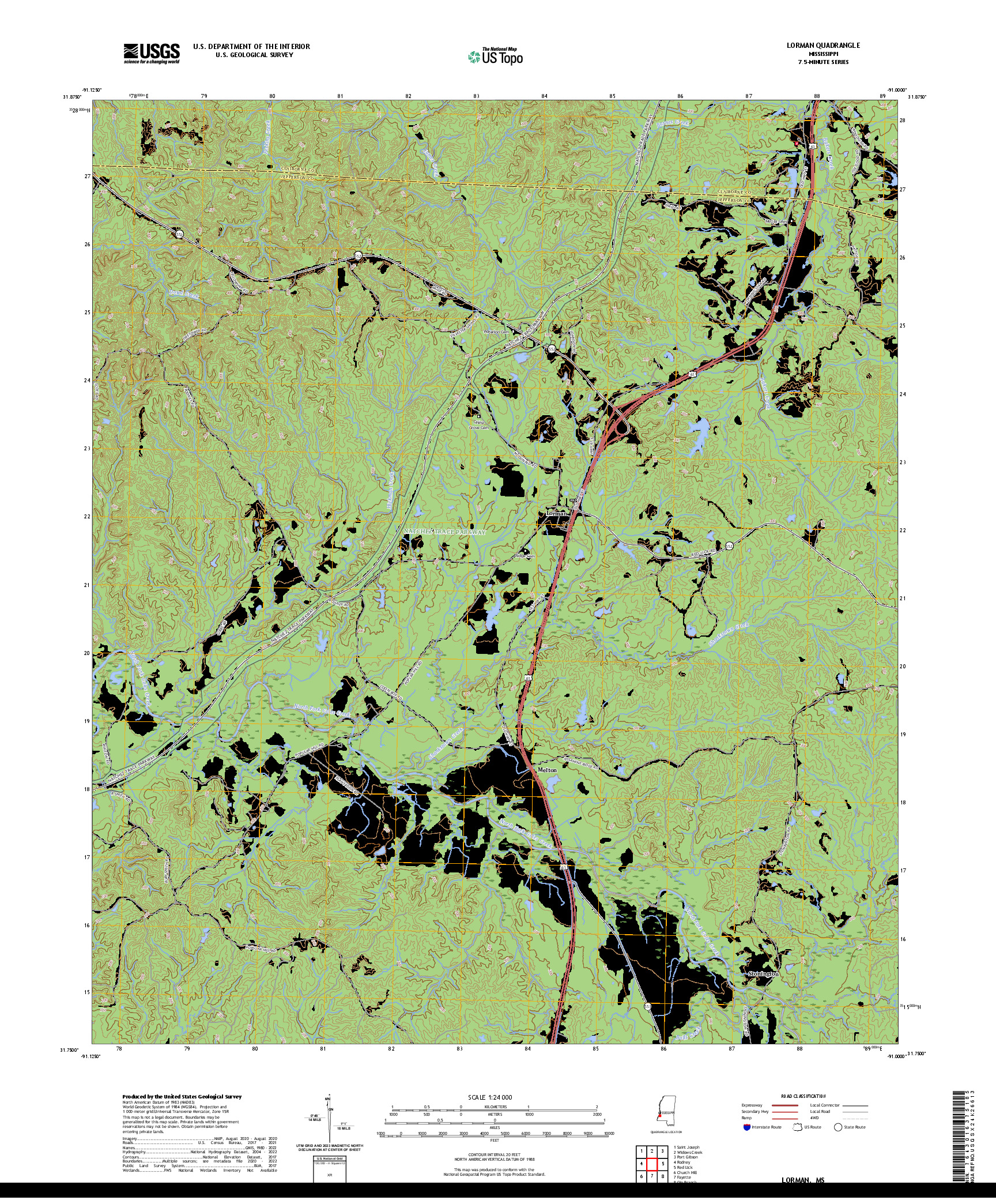 US TOPO 7.5-MINUTE MAP FOR LORMAN, MS