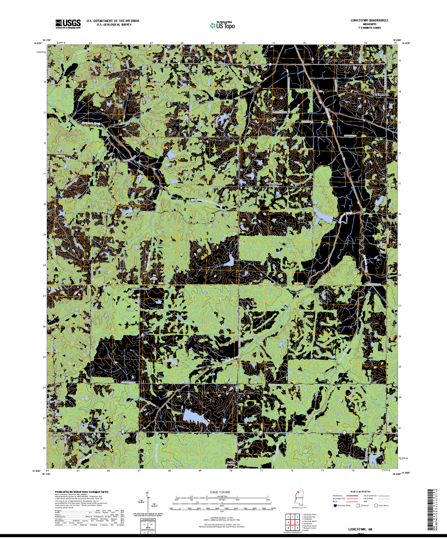 US TOPO 7.5-MINUTE MAP FOR LONGTOWN, MS