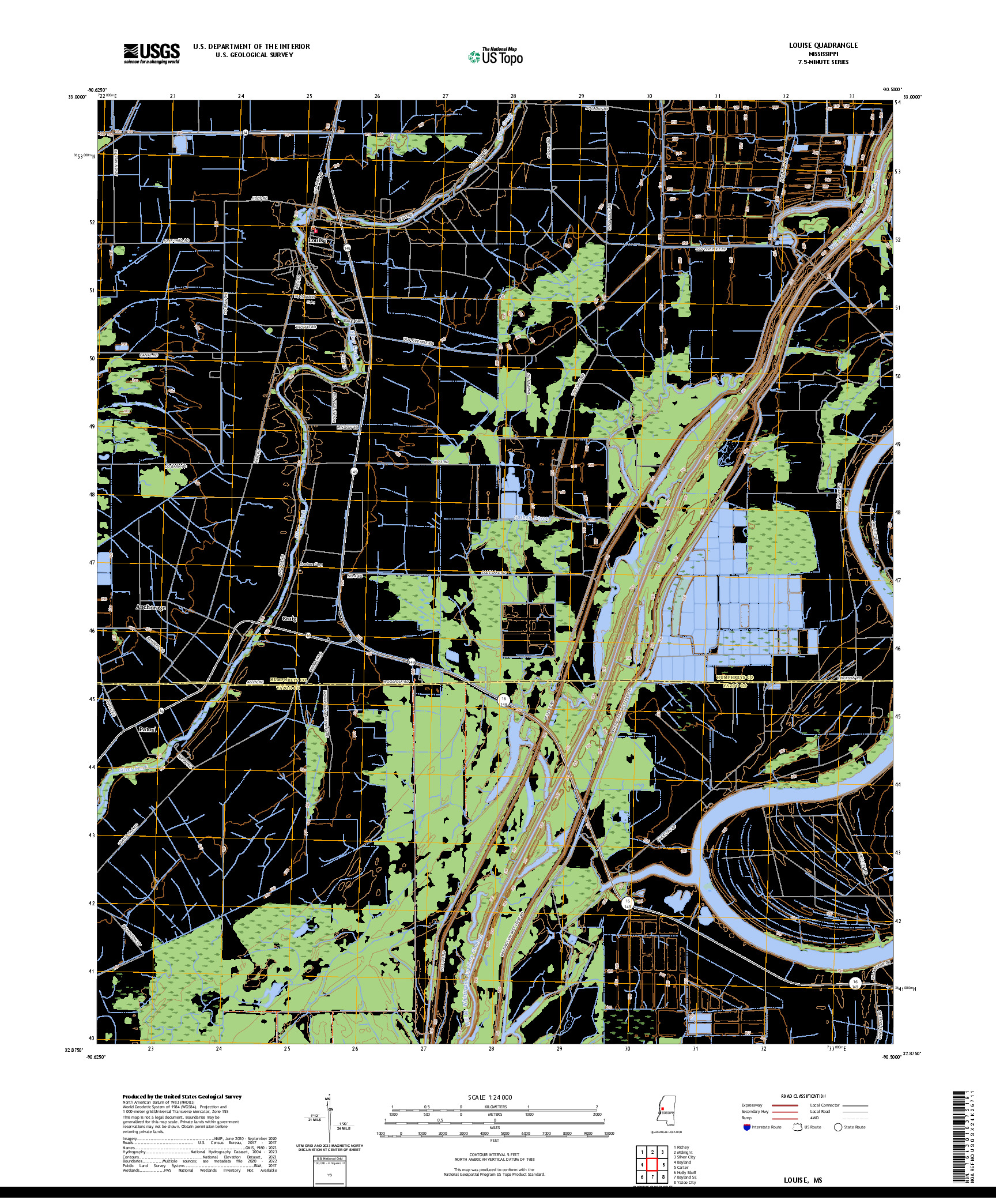 US TOPO 7.5-MINUTE MAP FOR LOUISE, MS