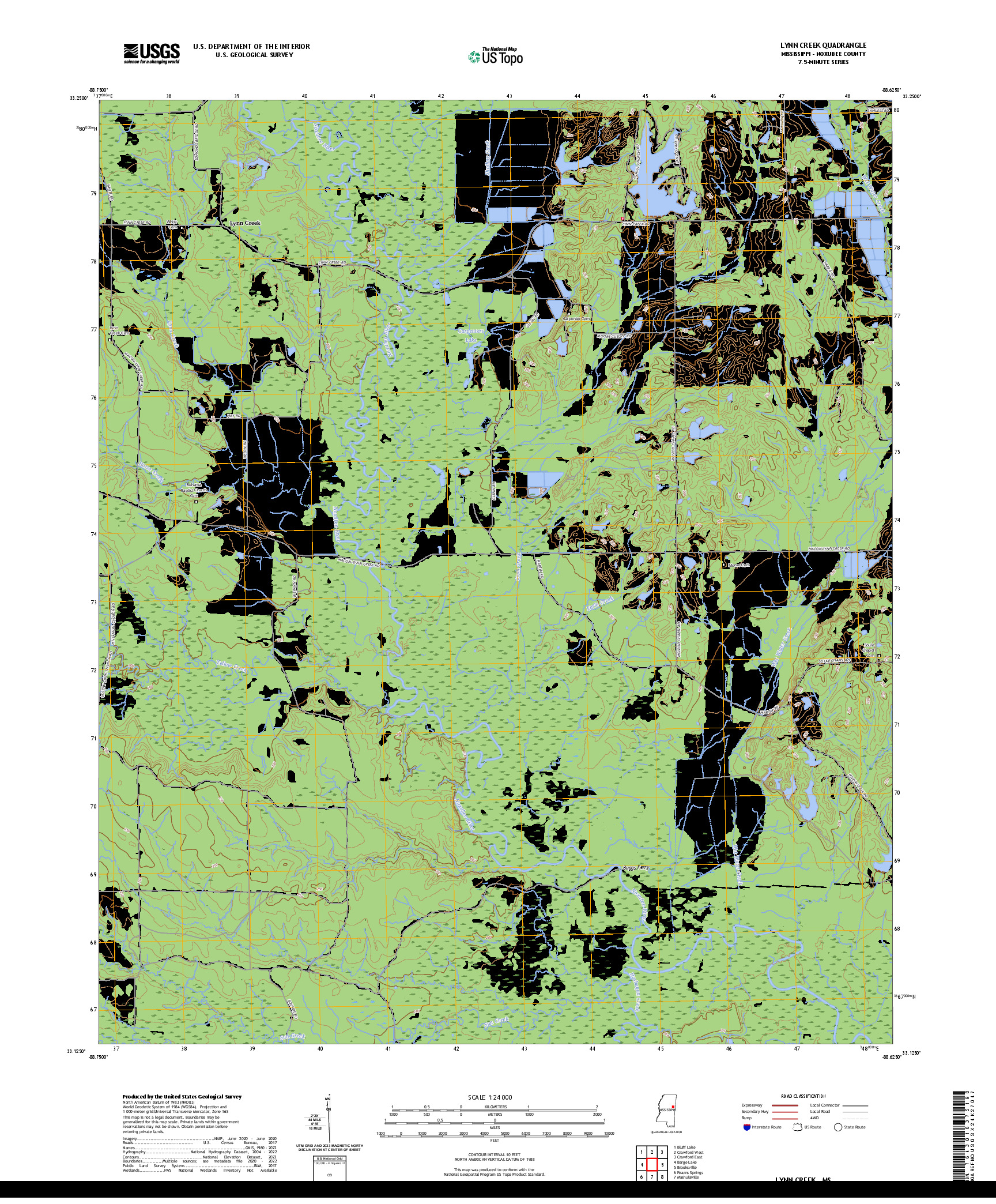 US TOPO 7.5-MINUTE MAP FOR LYNN CREEK, MS