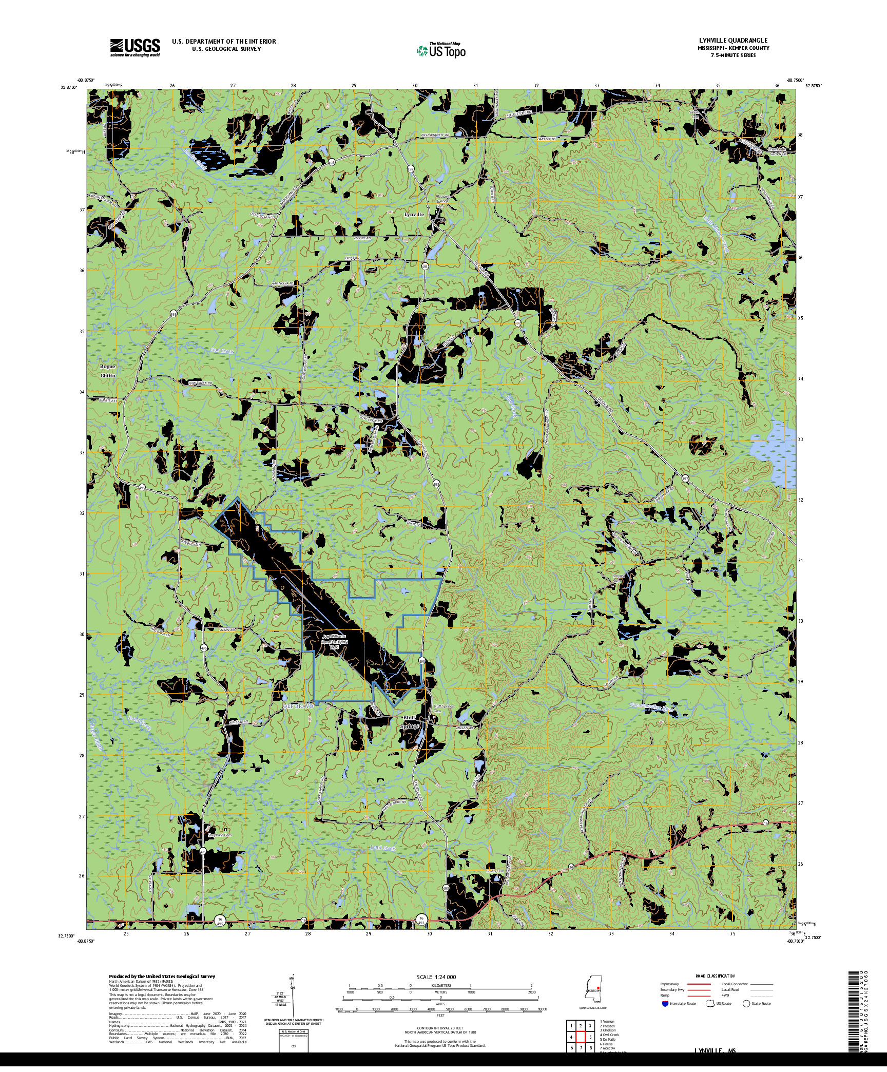 US TOPO 7.5-MINUTE MAP FOR LYNVILLE, MS