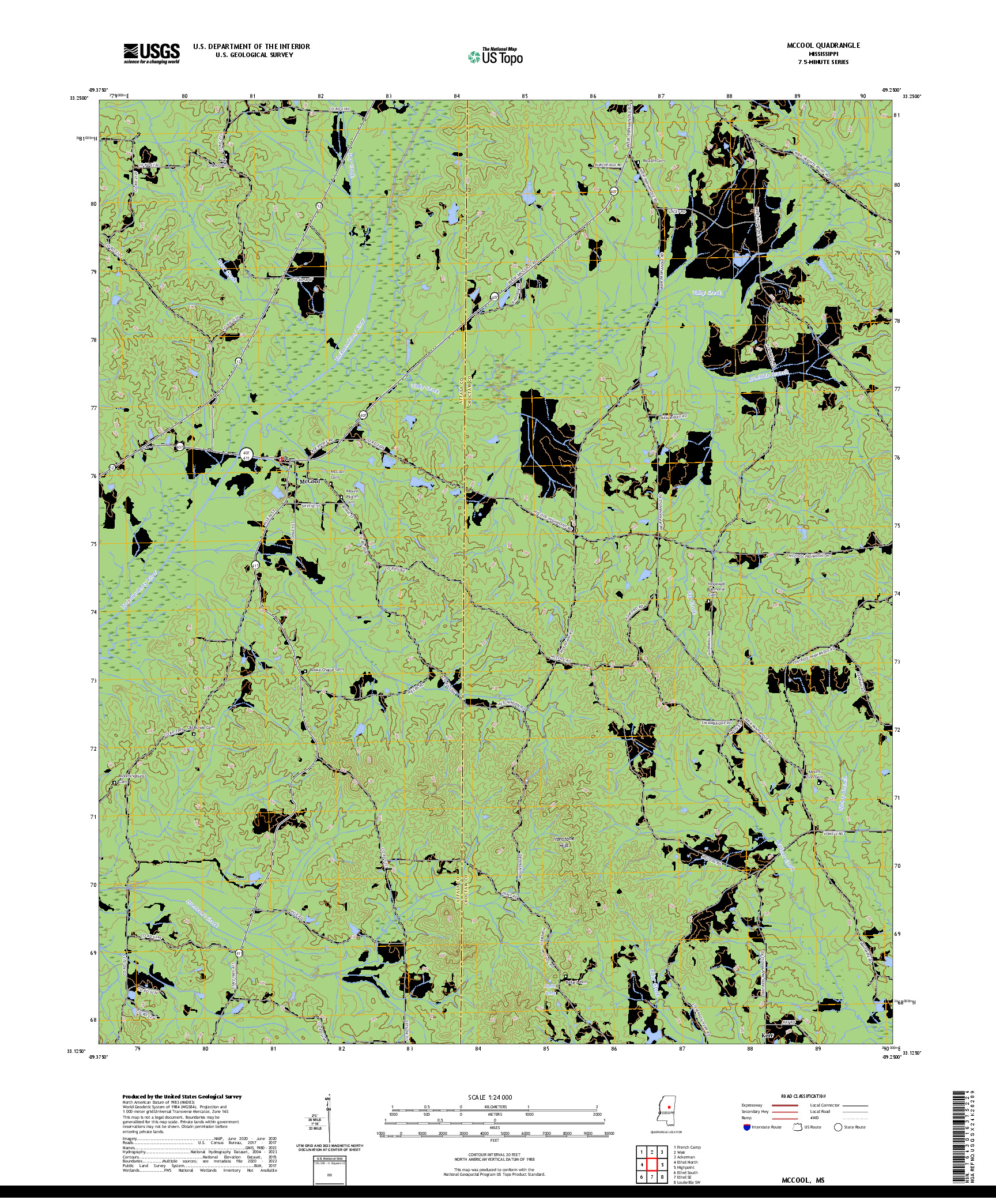 US TOPO 7.5-MINUTE MAP FOR MCCOOL, MS