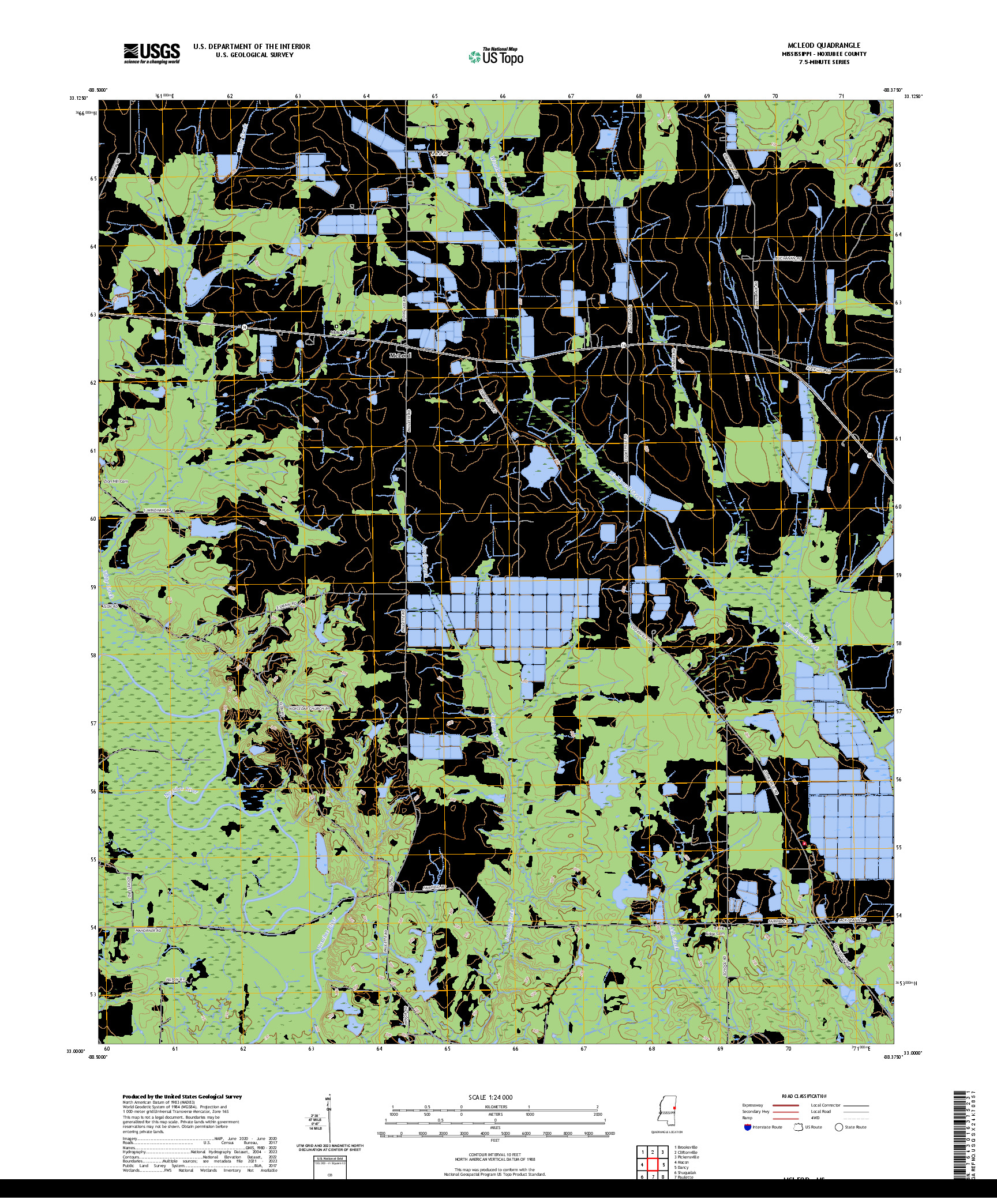 US TOPO 7.5-MINUTE MAP FOR MCLEOD, MS