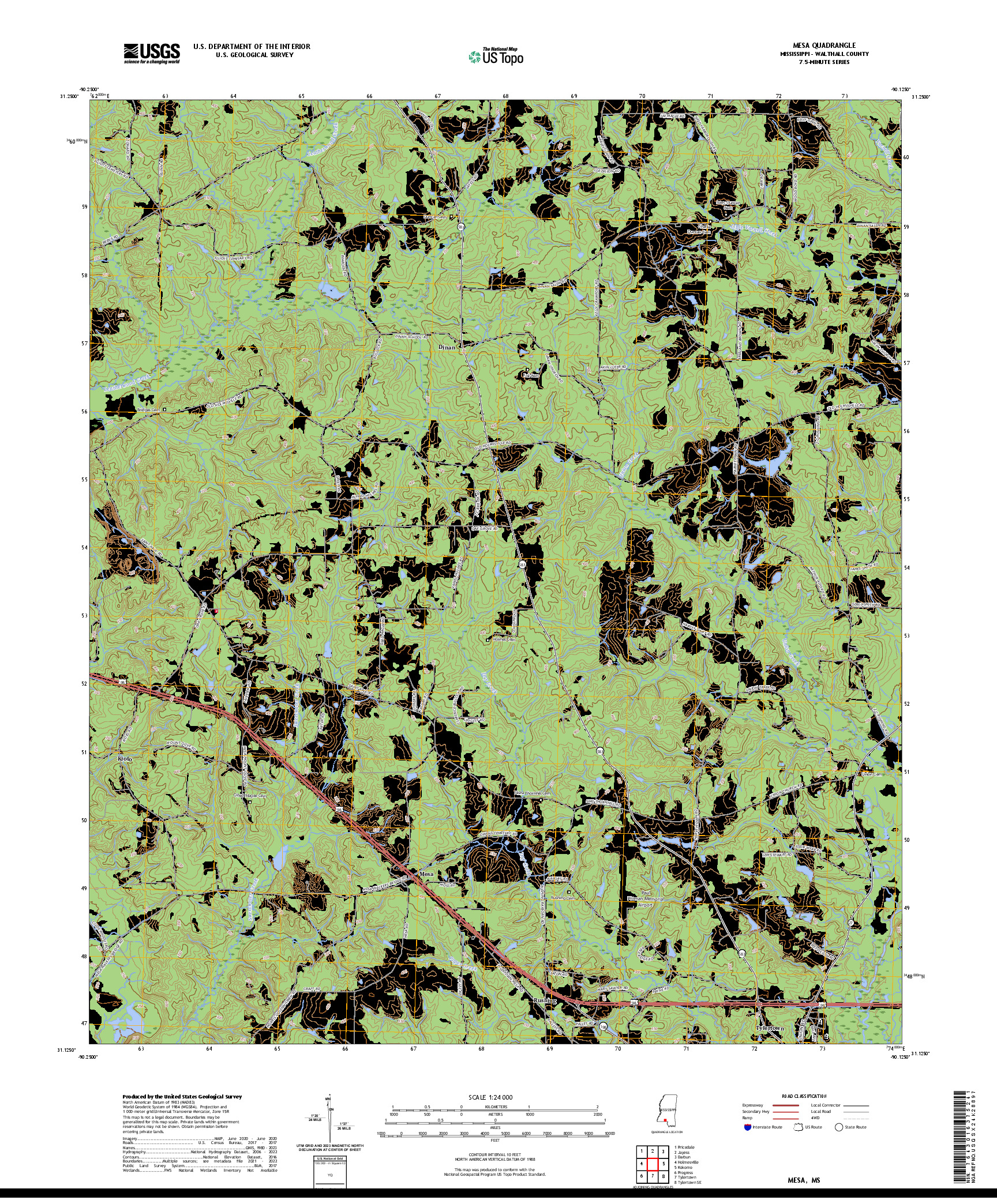 US TOPO 7.5-MINUTE MAP FOR MESA, MS